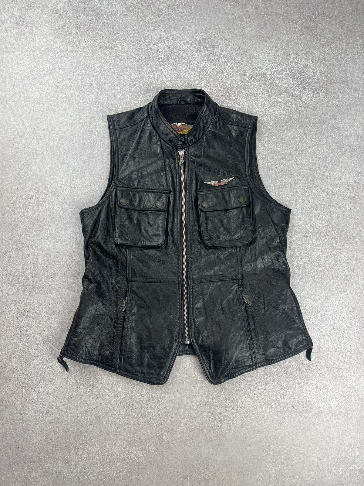Harley Davidson × Vintage Vintage Harley Davidson Black Leather Vest Women’s Size L Size L / US 10 / IT 46 - 2 Thumbnail