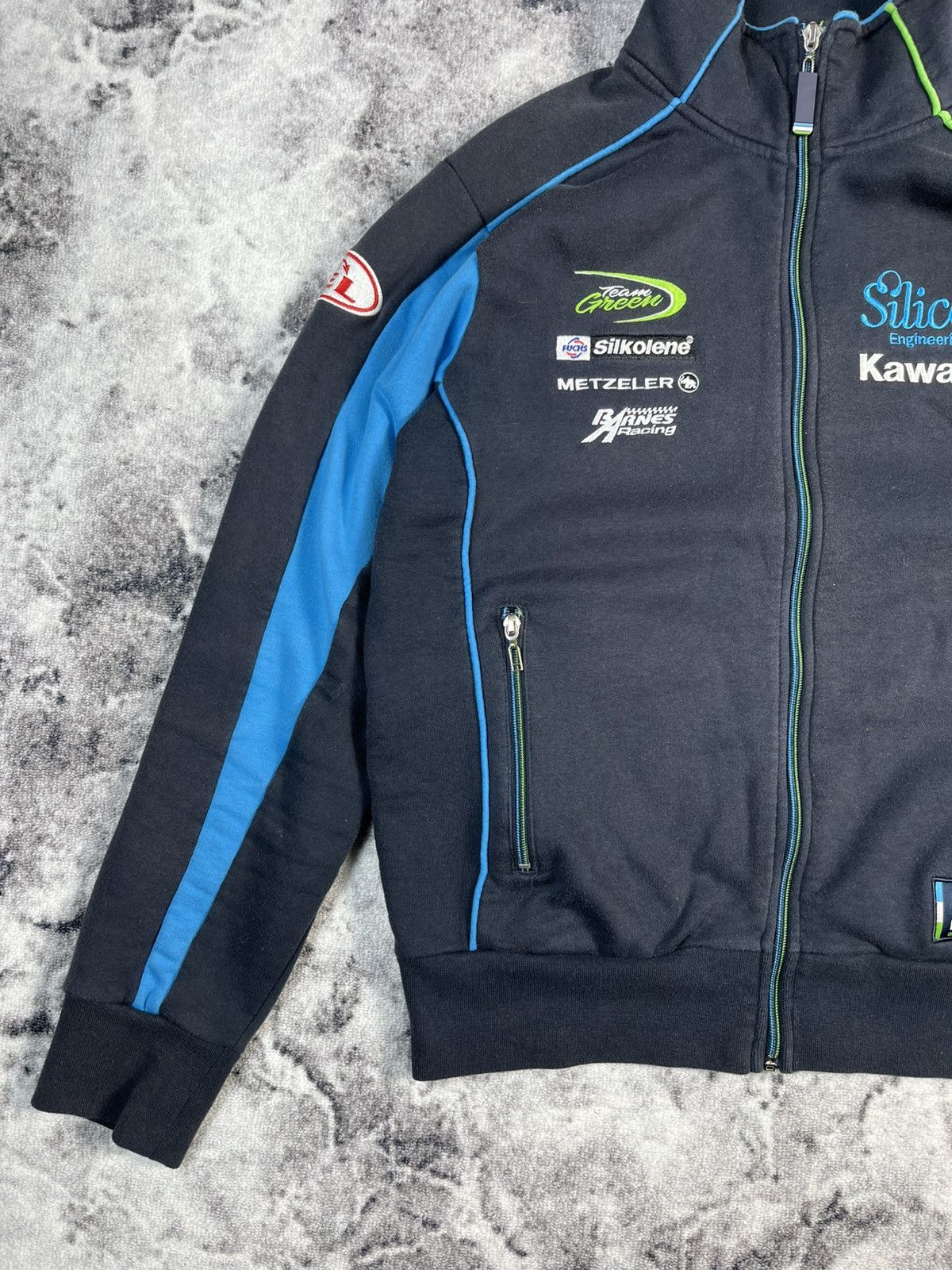 Vintage Vintage Kawasaki Racing Full Zip Jacket Size US L / EU 52-54 / 3 - 3 Thumbnail