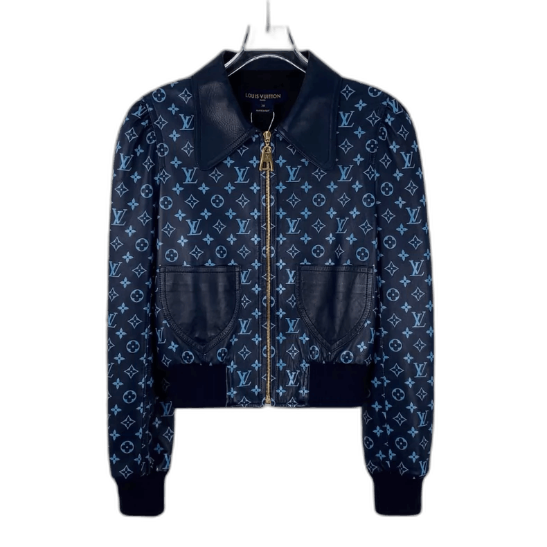 Louis Vuitton Louis Vuitton Blue Leather Logo Jacket Size S / US 4 / IT 40 - 1 Thumbnail