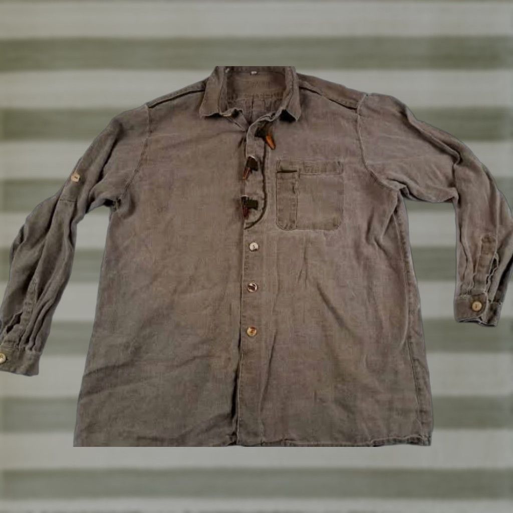 Imperial VINTAGE Imperial Safari Shirt Men 43 Button-Up Long Sleeve Canvas-Cotton Tan Buffalo Bone Button Size US XL / EU 56 / 4 - 1 Thumbnail