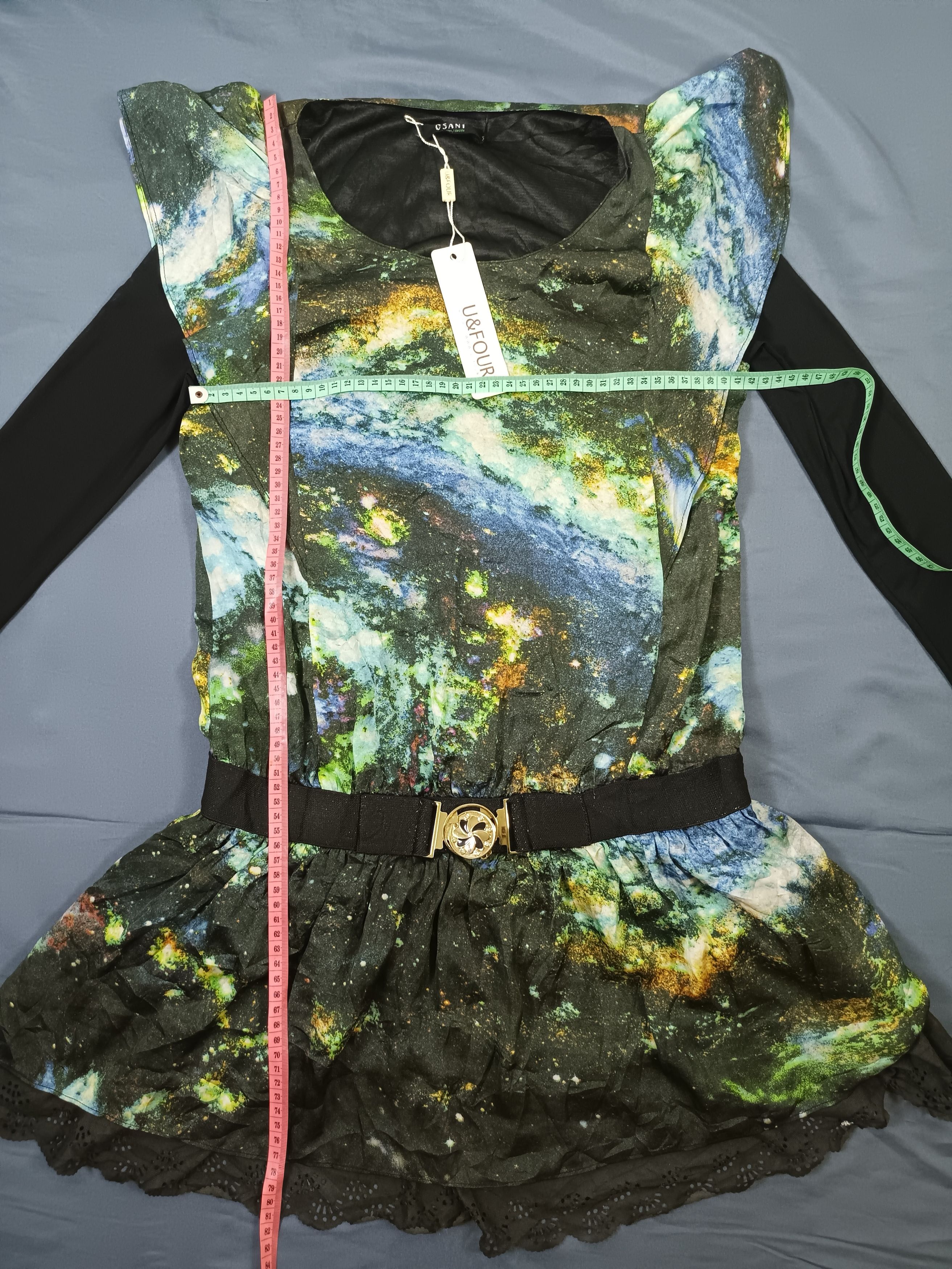 Japanese Brand OSANI Galaxi Print Long Sleeve Women Dress Size M / US 6-8 / IT 42-44 - 9 Thumbnail