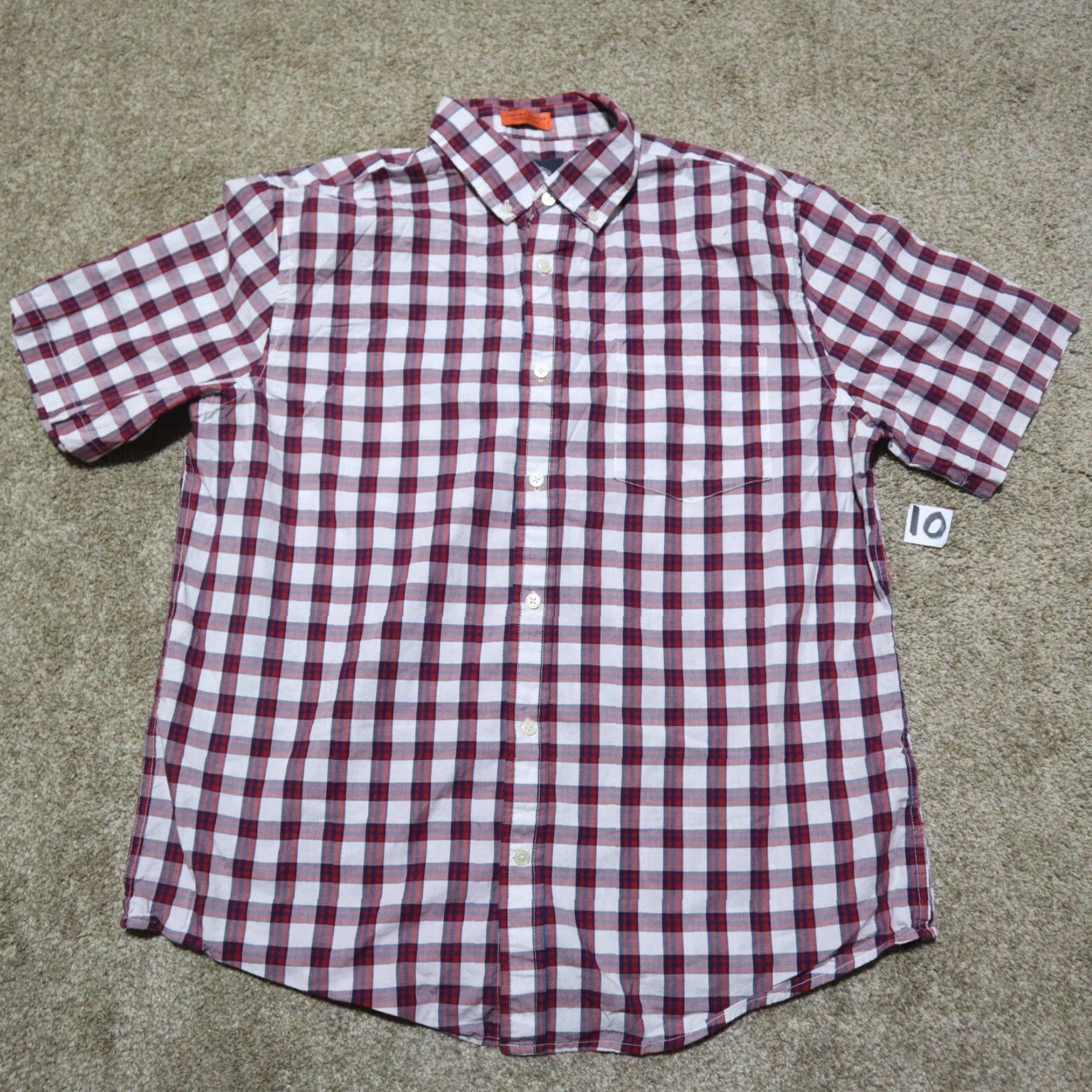 Vintage St John's Bay Plaid Button Down Shirt Mens Large L Red White Long Sleeve Cotton Size US L / EU 52-54 / 3 - 2 Thumbnail