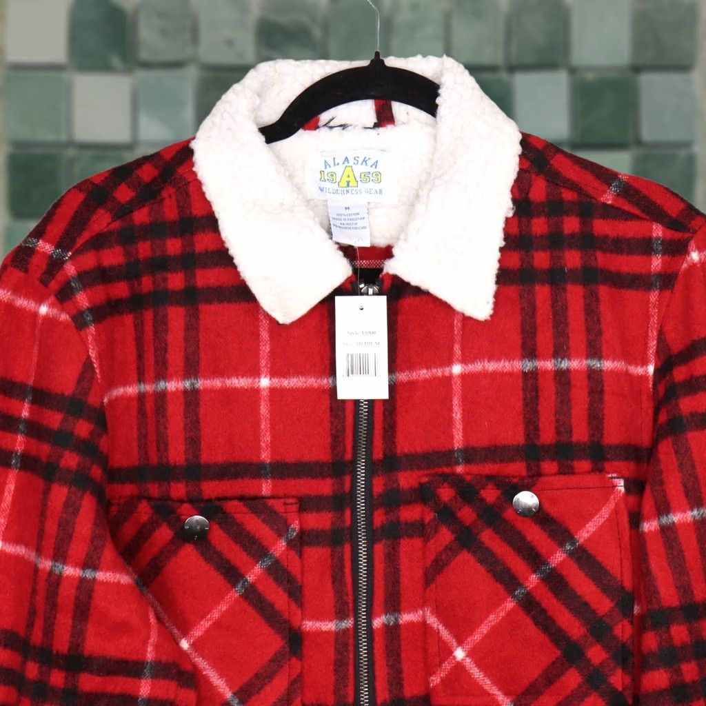 Vintage Alaska 1959 Wilderness Gear Jacket Mens Red Plaid Sherpa Collar Full Zip Bomber Jacket Size US M / EU 48-50 / 2 - 1 Thumbnail