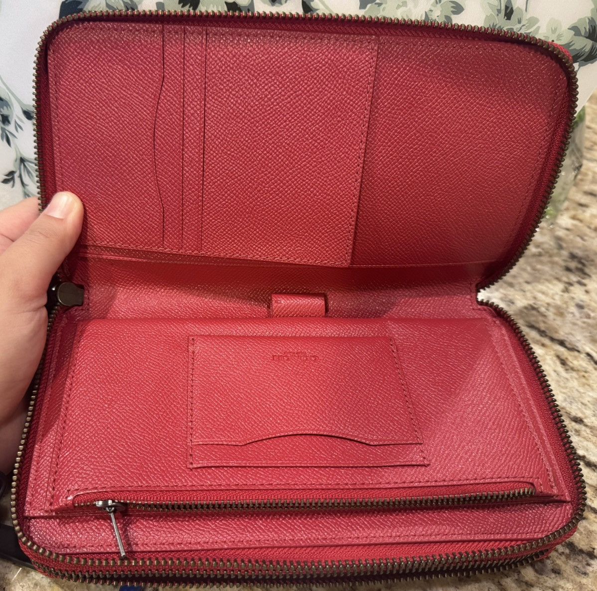 Coach Coach Red Saffiano Leather Double Zip Travel Wallet Size ONE SIZE - 2 Thumbnail