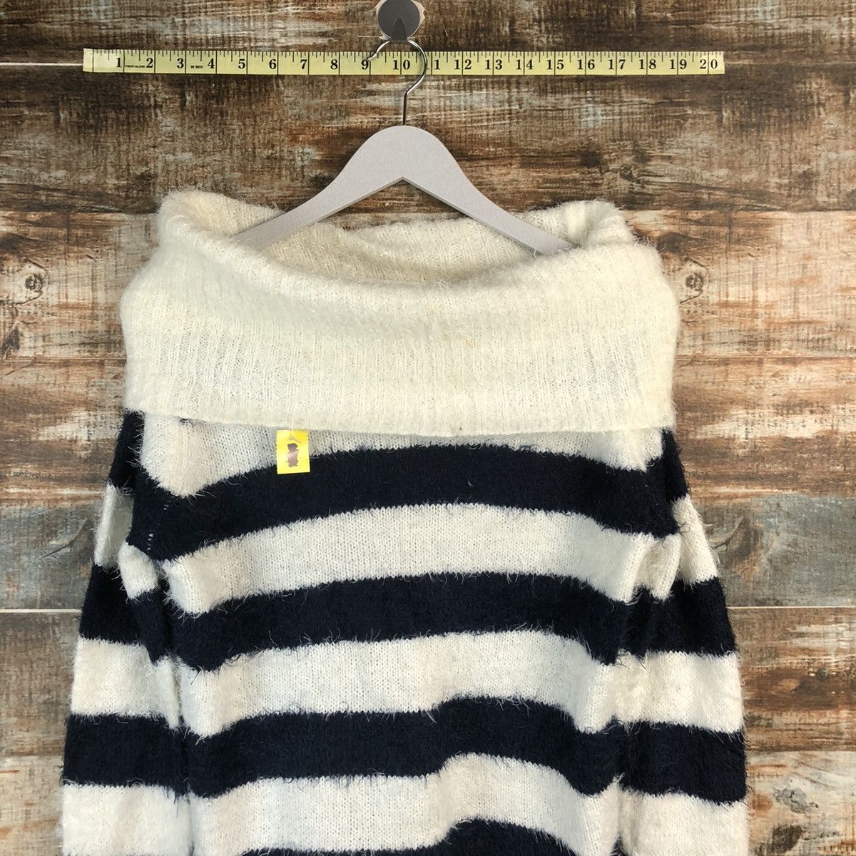 Homespun Knitwear × Japanese Brand × OVER THE STRiPES DLL Leah Matin BlueStripe Turtle Neck Knitwear #C041 Size M / US 6-8 / IT 42-44 - 2 Thumbnail