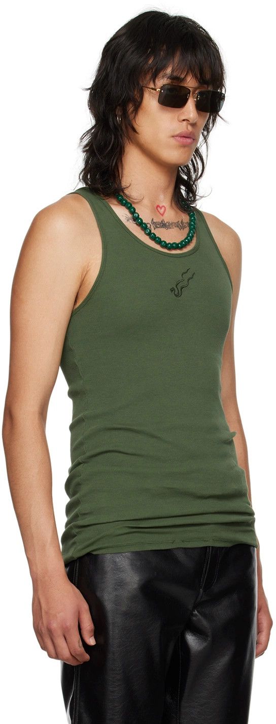 Luu Dan Army Green embroidered tank top