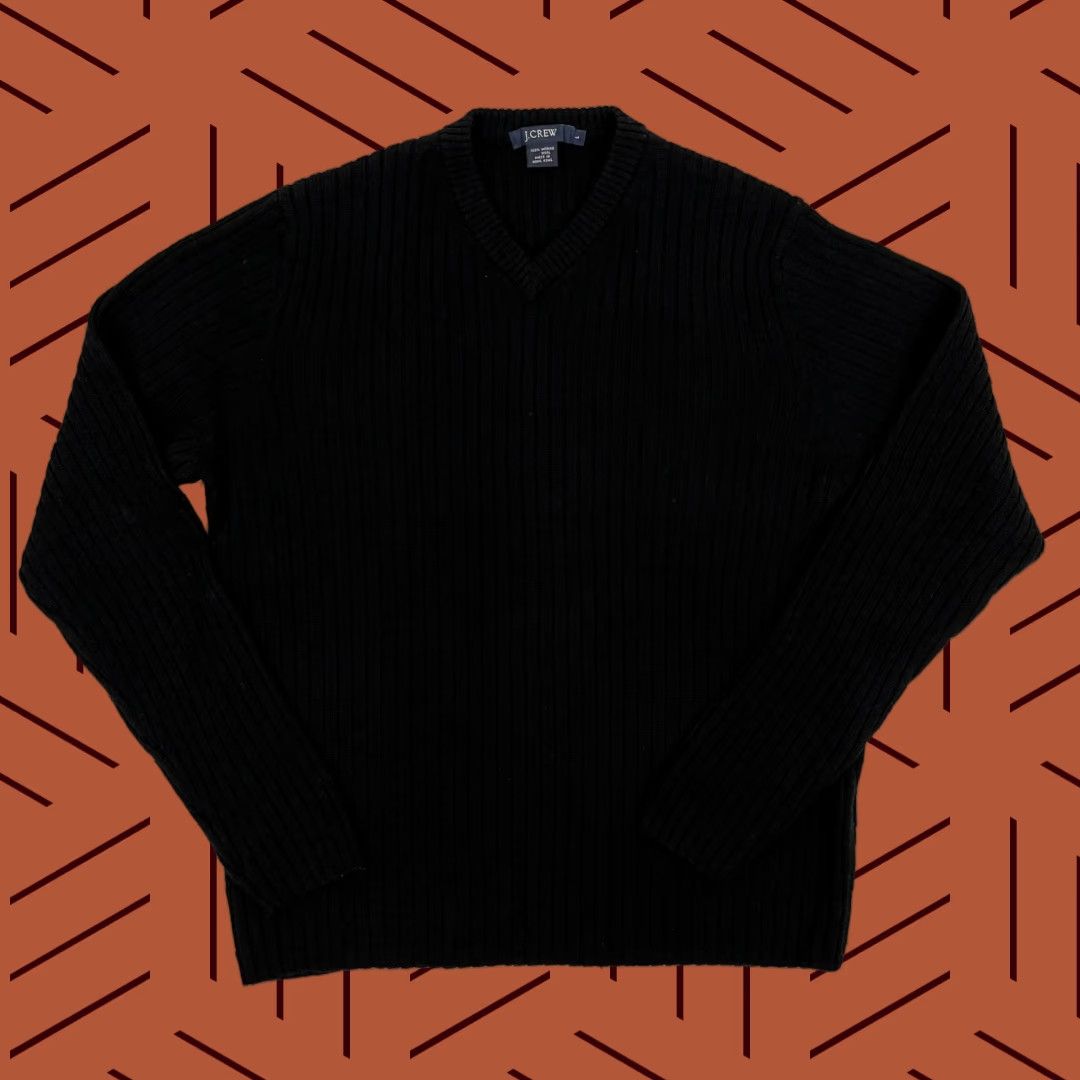 J.Crew J Crew Merino Wool Sweater Men M Black Knit V-Neck Pullover Jumper Academia Prep Preppy Size US M / EU 48-50 / 2 - 1 Thumbnail