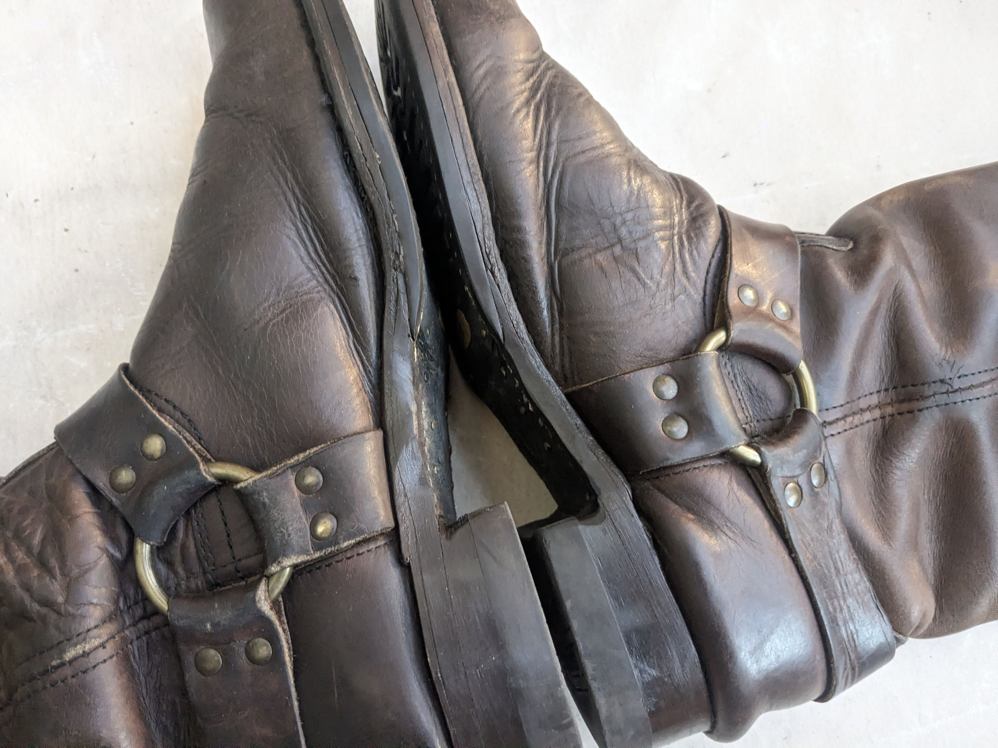 Frye Frye Harness Boots Brown 11.5 M Leather Buckle Size US 11.5 / EU 44-45 - 13 Thumbnail