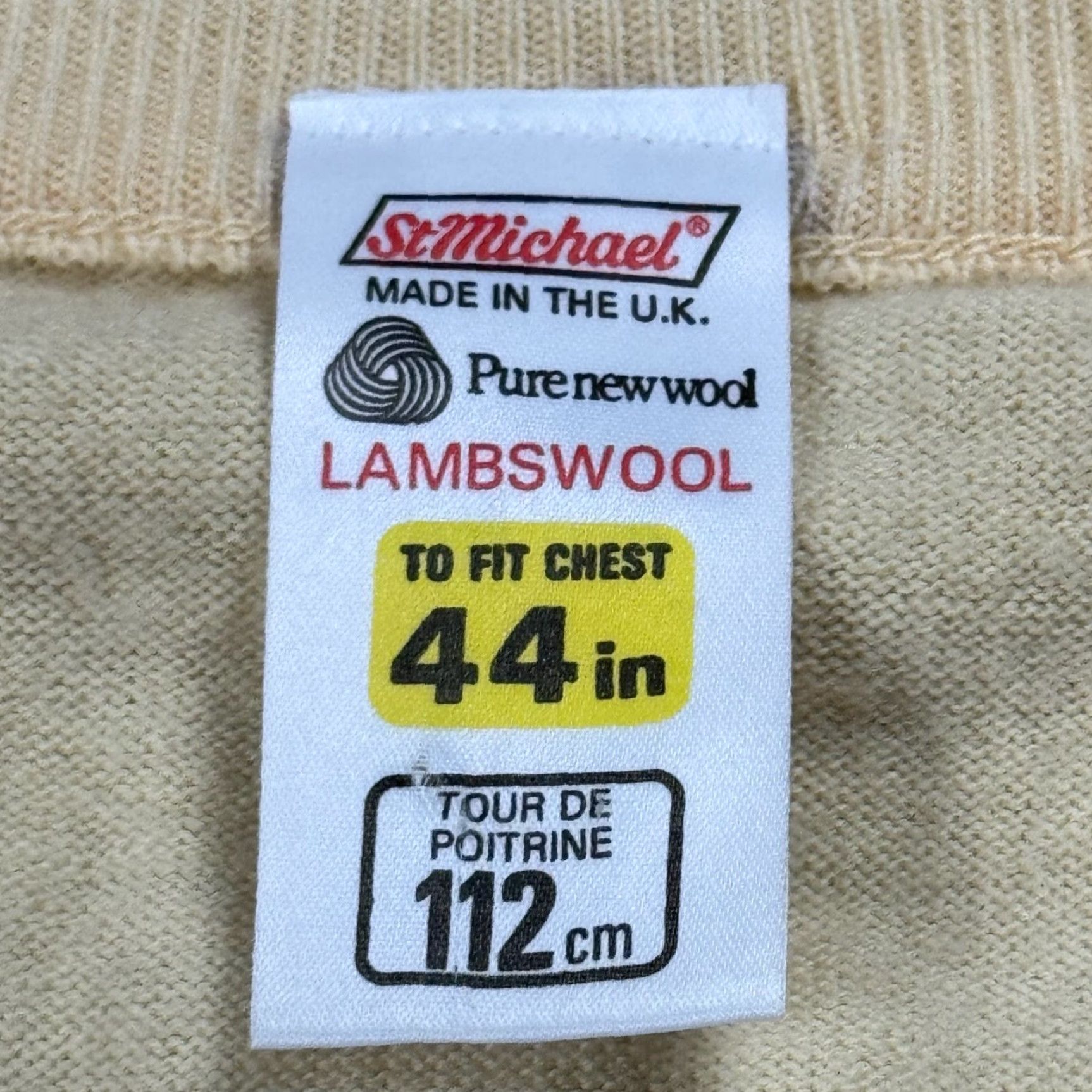 Vintage VINTAGE St. Michael Sweater Adult 44 Yellow Wool V-Neck Knit Pullover UK Made Mens Size US XXL / EU 58 / 5 - 4 Thumbnail