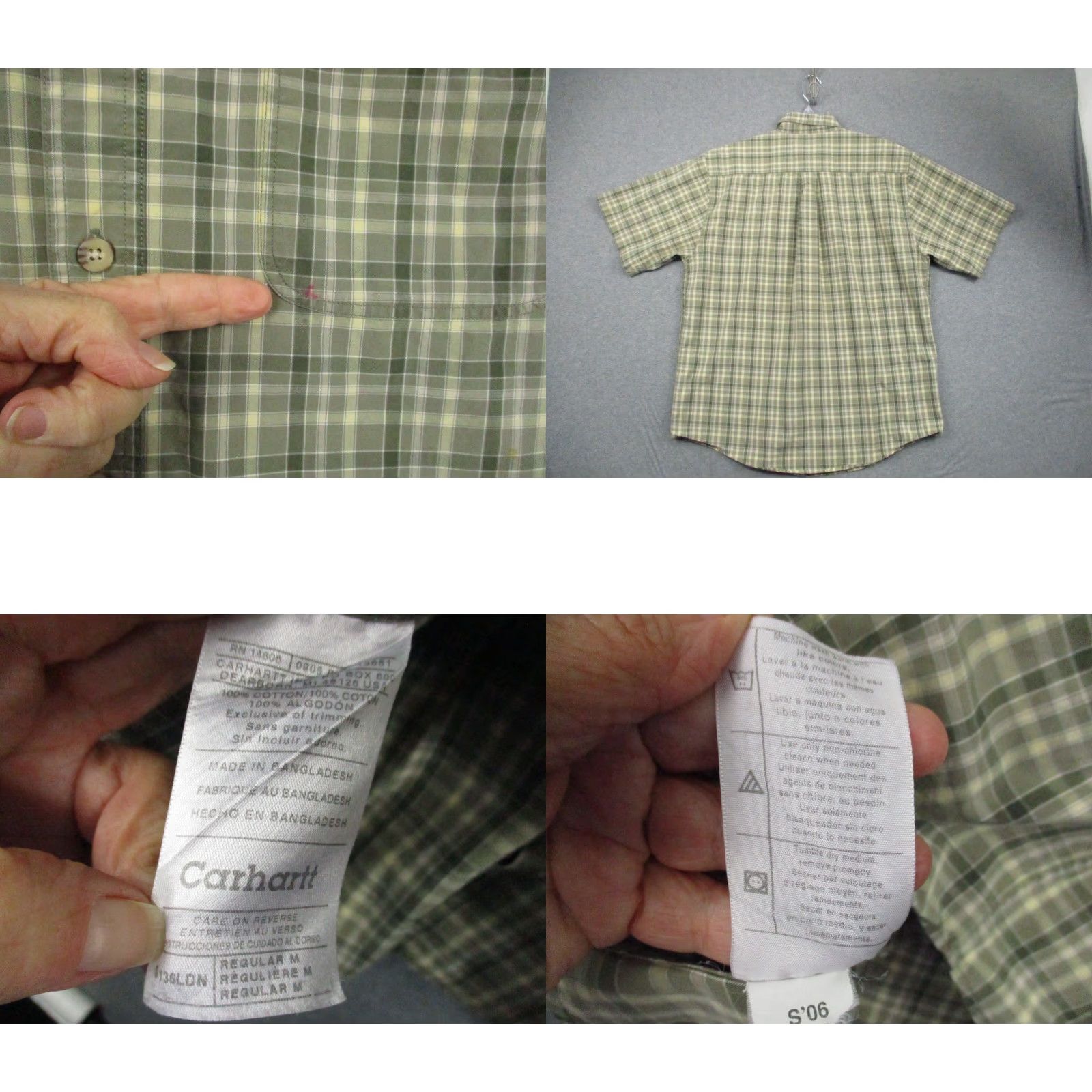 Carhartt Carhartt Shirt Plaid Medium Mens Olive Green Check Pocketed Short Sleeve Size US M / EU 48-50 / 2 - 8 Thumbnail