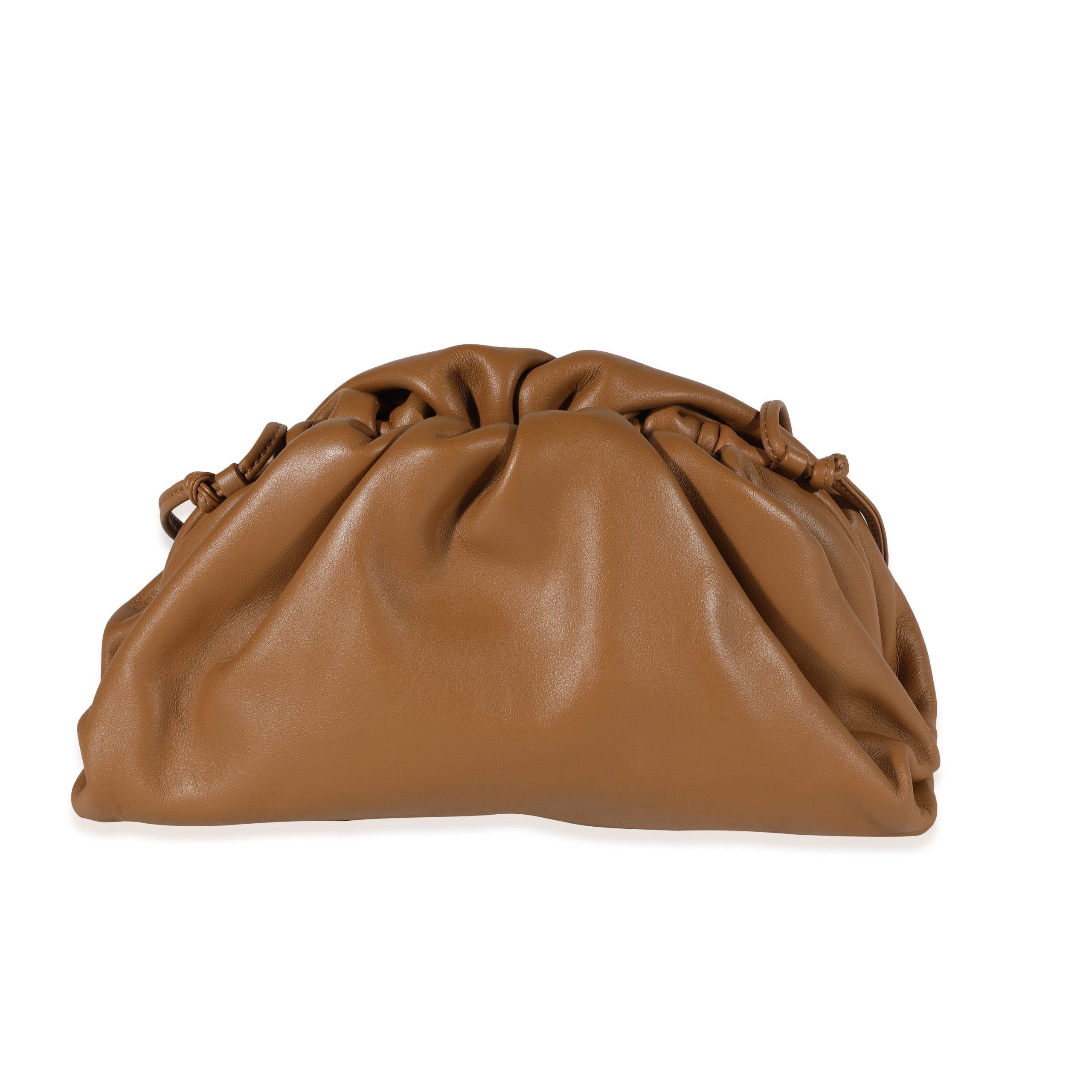image of Bottega Veneta Teak Calfskin Mini Pouch in Beige, Women's