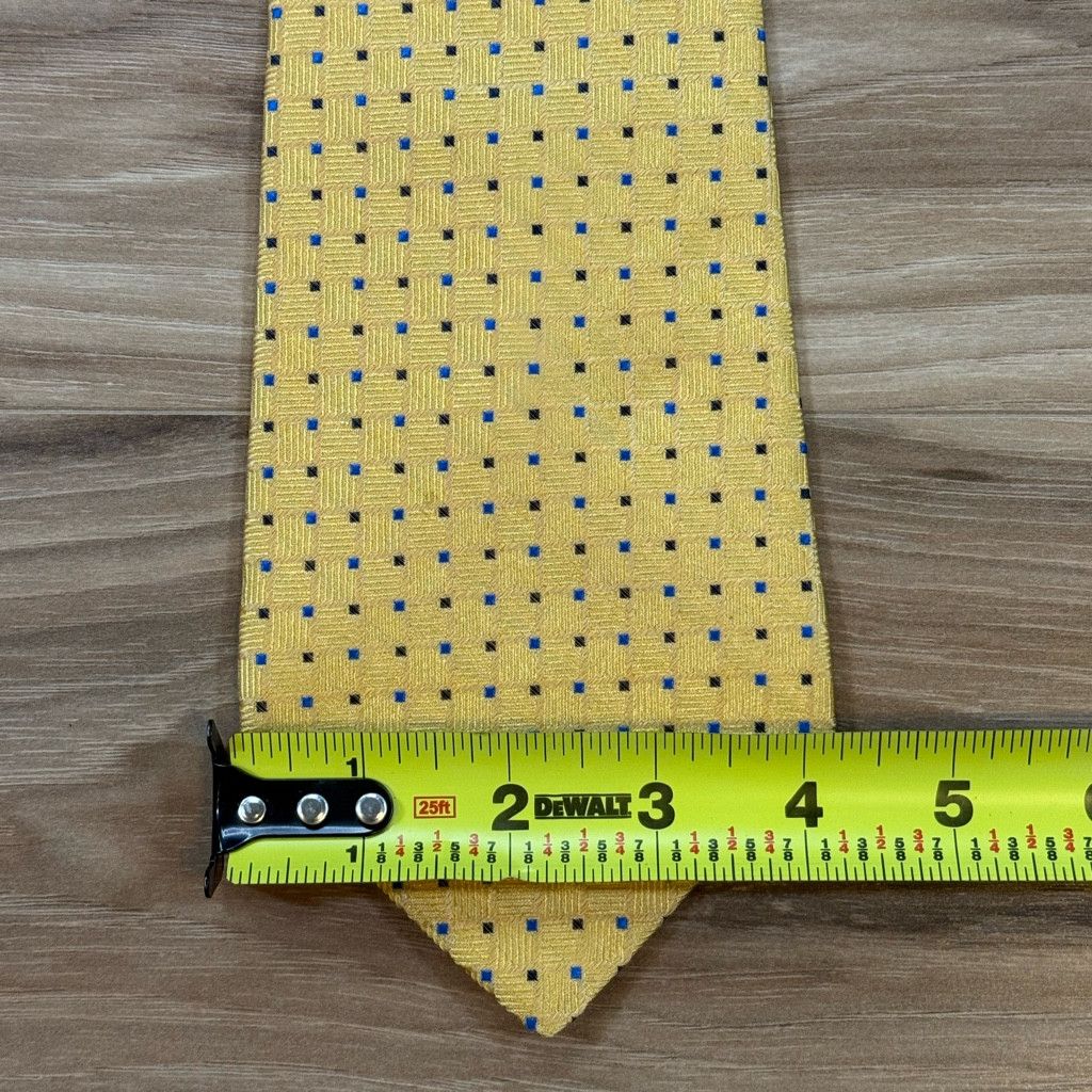 Tommy Hilfiger Tommy Hilfiger Yellow Silk Micro Check Tie USA 3.75” Classic Size 26 - 3 Thumbnail
