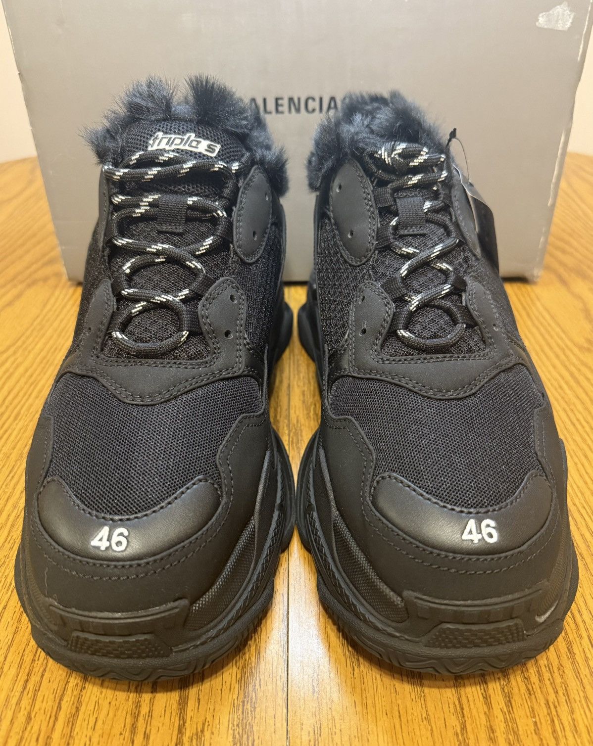 Balenciaga Balenciaga Triple S Faux Fur (Black) Size US 13 / EU 46 - 2 Thumbnail