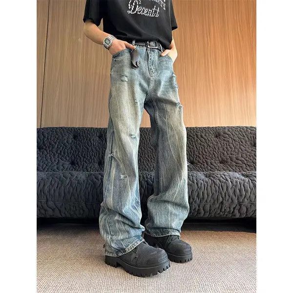 Japanese Brand VIBE High street washed vintage ripped jeans Size US 34 / EU 50 - 4 Thumbnail