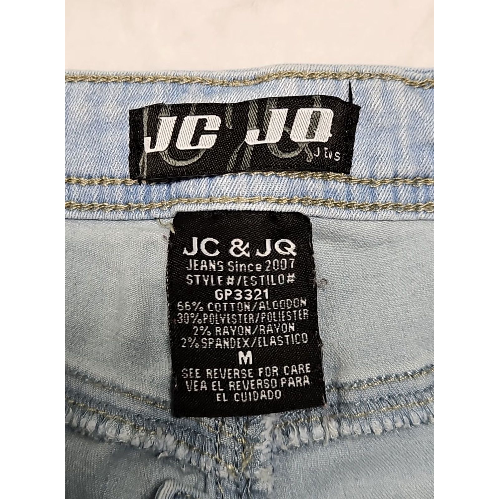 Vintage JC JO Distressed Flare Jeans Womens M Light Wash Raw Hem Ripped Knees Jeans Distressed Flare Jeans Womens M Light Blue 90s? Size 32" / US 10 / IT 46 - 7 Thumbnail