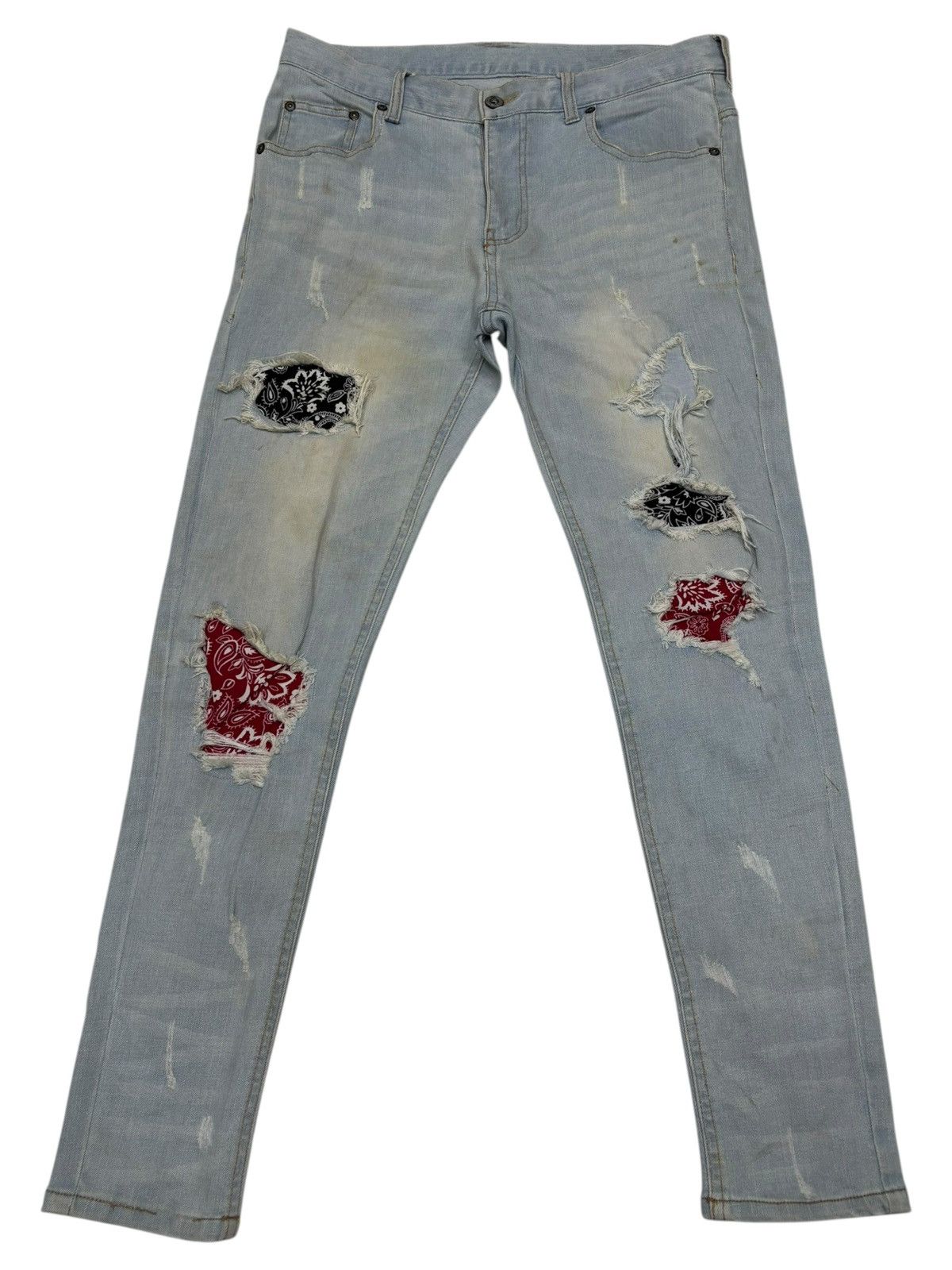 Kapital Vintage Japanese Brand Paisley Patchwork Distress Denim Jean Size US 31 - 1 Thumbnail
