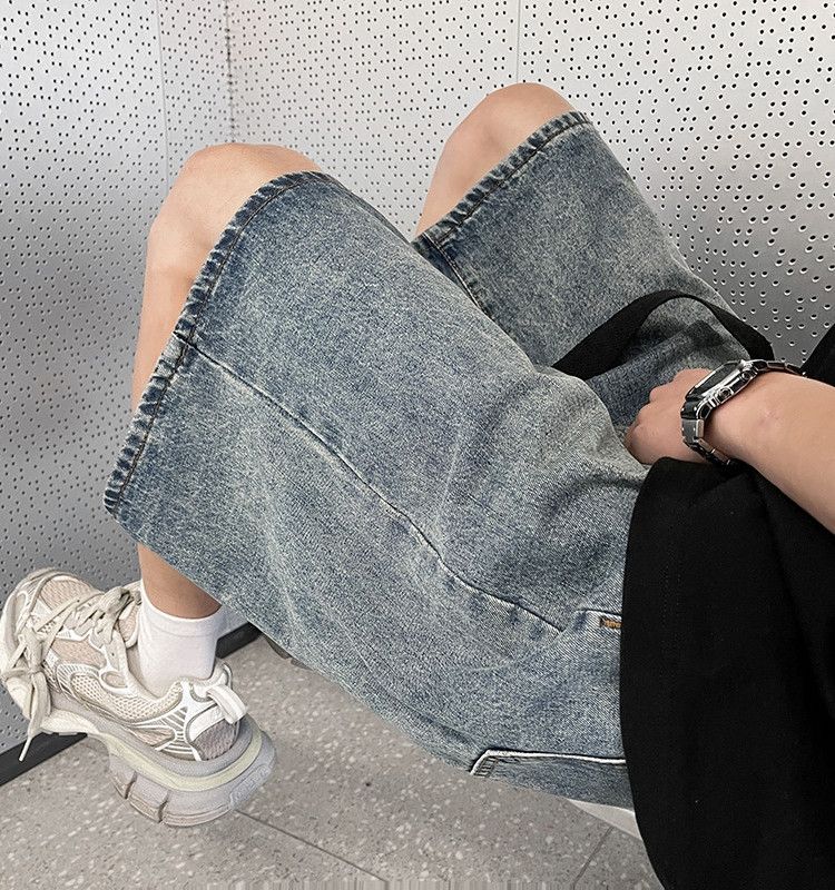 Japanese Brand × Jean Retro loose washed straight leg denim shorts Size US 32 / EU 48 - 4 Thumbnail