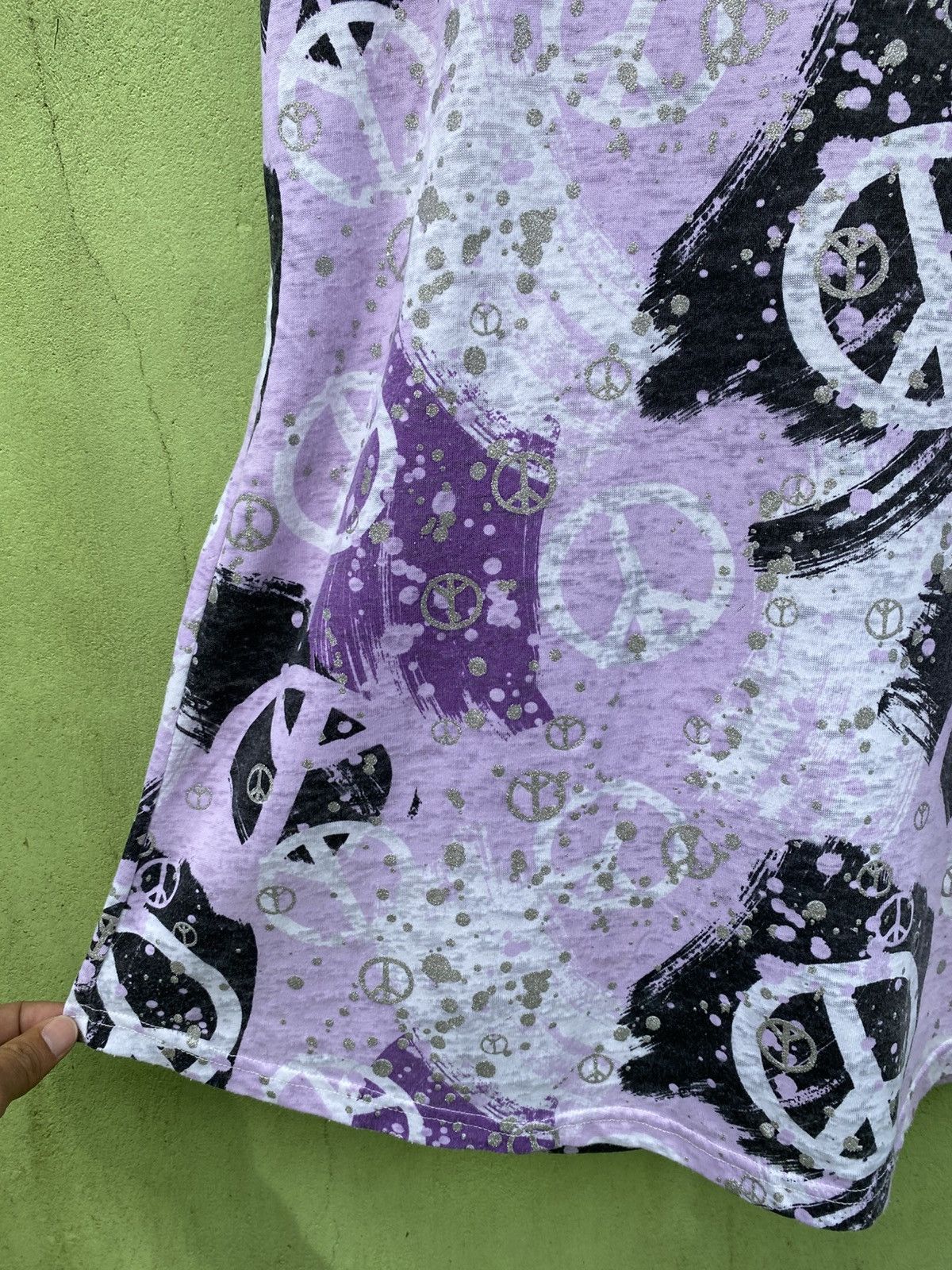 Japanese Brand Selly’s Vintage Purple Peace Tee Dress Y2K Grunge Aesthetic Size M / US 6-8 / IT 42-44 - 6 Thumbnail