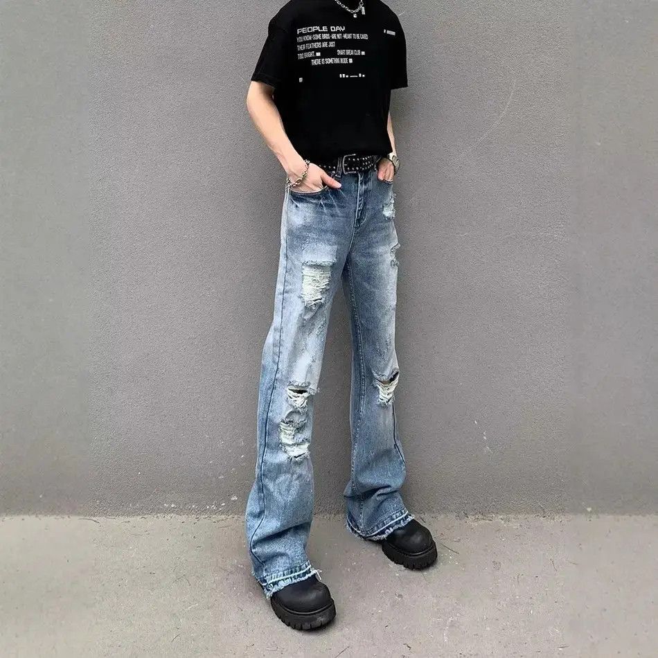 Japanese Brand Retro loose hip-hop ripped jeans Size US 30 / EU 46 - 2 Thumbnail