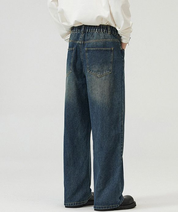 Vintage Japanese retro straight-leg loose washed baggy jeans for men Size US 32 / EU 48 - 5 Thumbnail