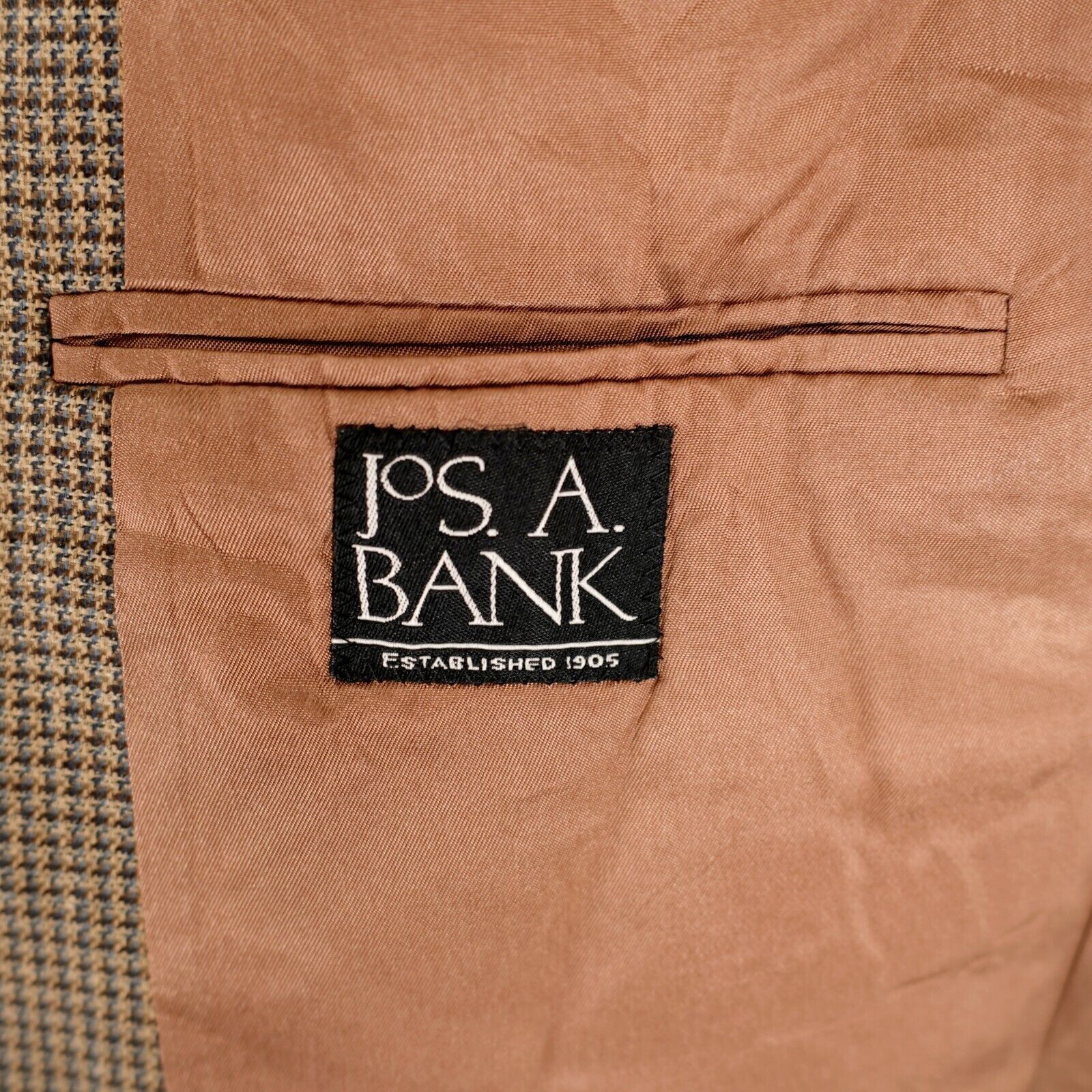Jos. A. Bank Jos A Bank Wool Silk Blue Brown Tan Check Sport Coat 42L 2 B Size 42L - 8 Thumbnail
