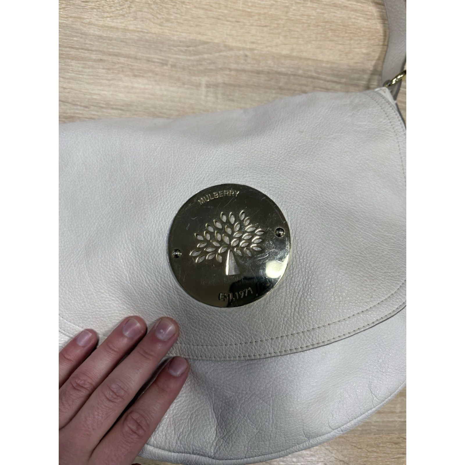 Mulberry Mulberry Daria Hobo White Leather Shoulder Bag Tree Logo Women OS White Logo Bag Size ONE SIZE - 5 Thumbnail