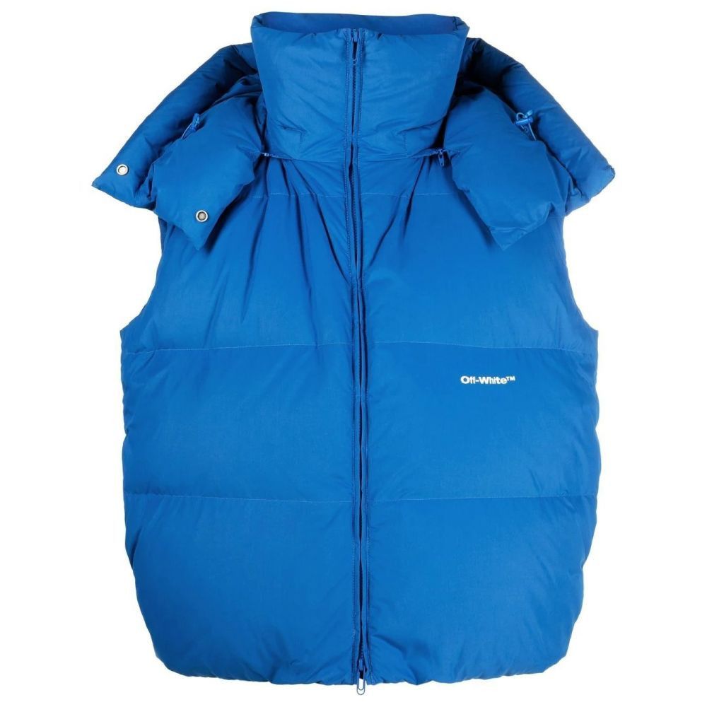 Off-White o1gr1nt1124 Bounce Hooded Down Vest in Peacock Size US M / EU 48-50 / 2 - 1 Thumbnail