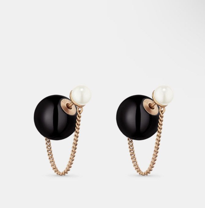 image of Dior Tribales Earrings Bronze-Finish Metal With White in Black, Women's