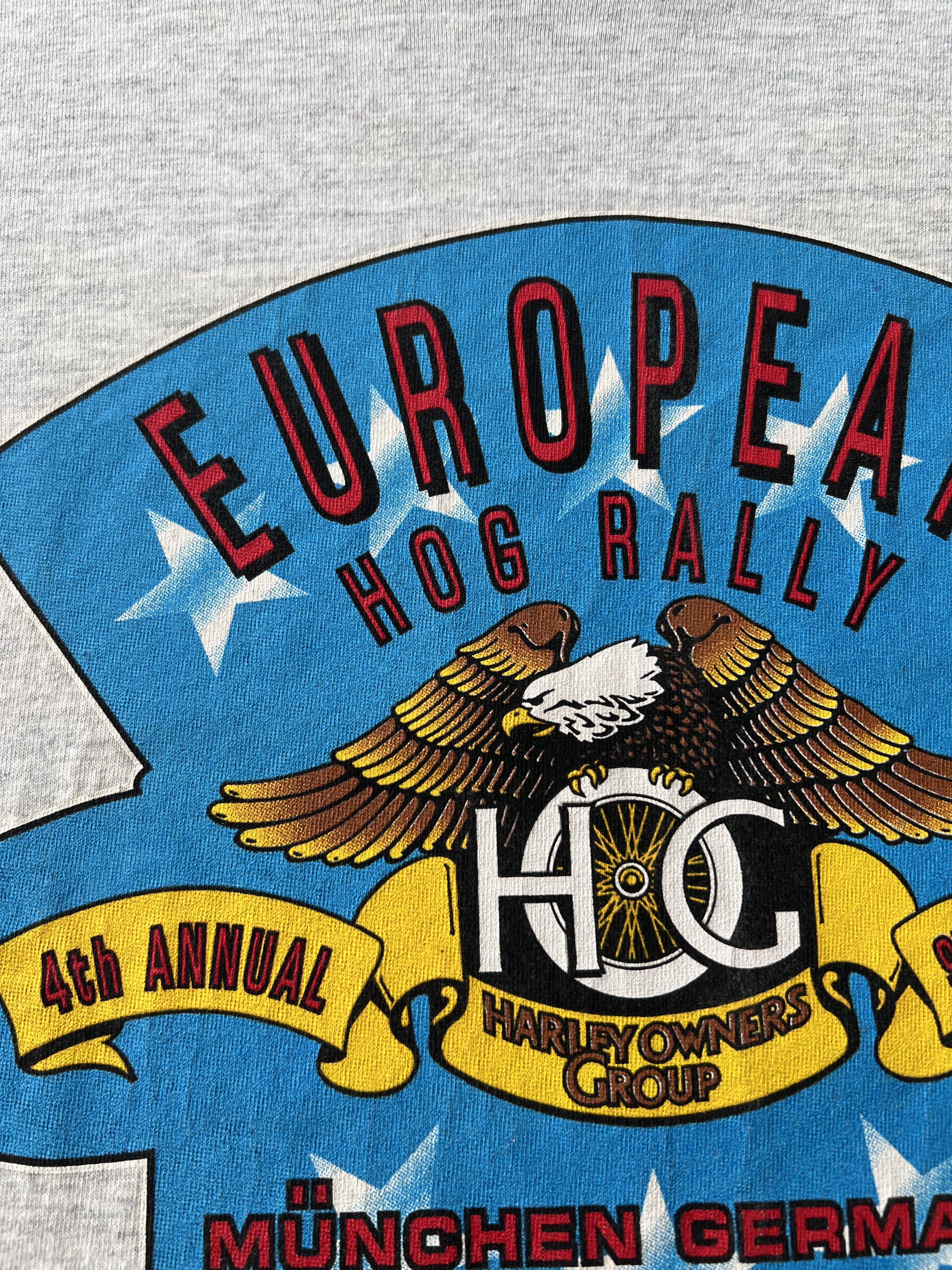 Harley Davidson Vintage 1994 Harley Davidson Hog Rally Eagle Gray T-shirt Size US XL / EU 56 / 4 - 4 Thumbnail