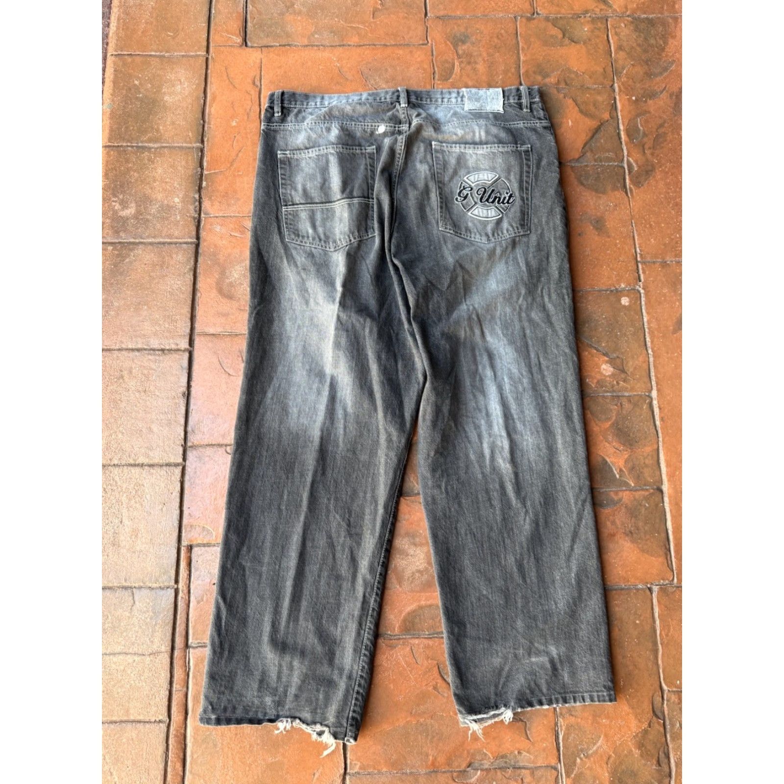 Vintage VINTAGE G-UNIT Baggy Jeans Mens 42x34 Wide Leg 90s Hip Hop Grunge Embroidered Logo Denim Distressed Stains Size US 42 / EU 58 - 2 Thumbnail