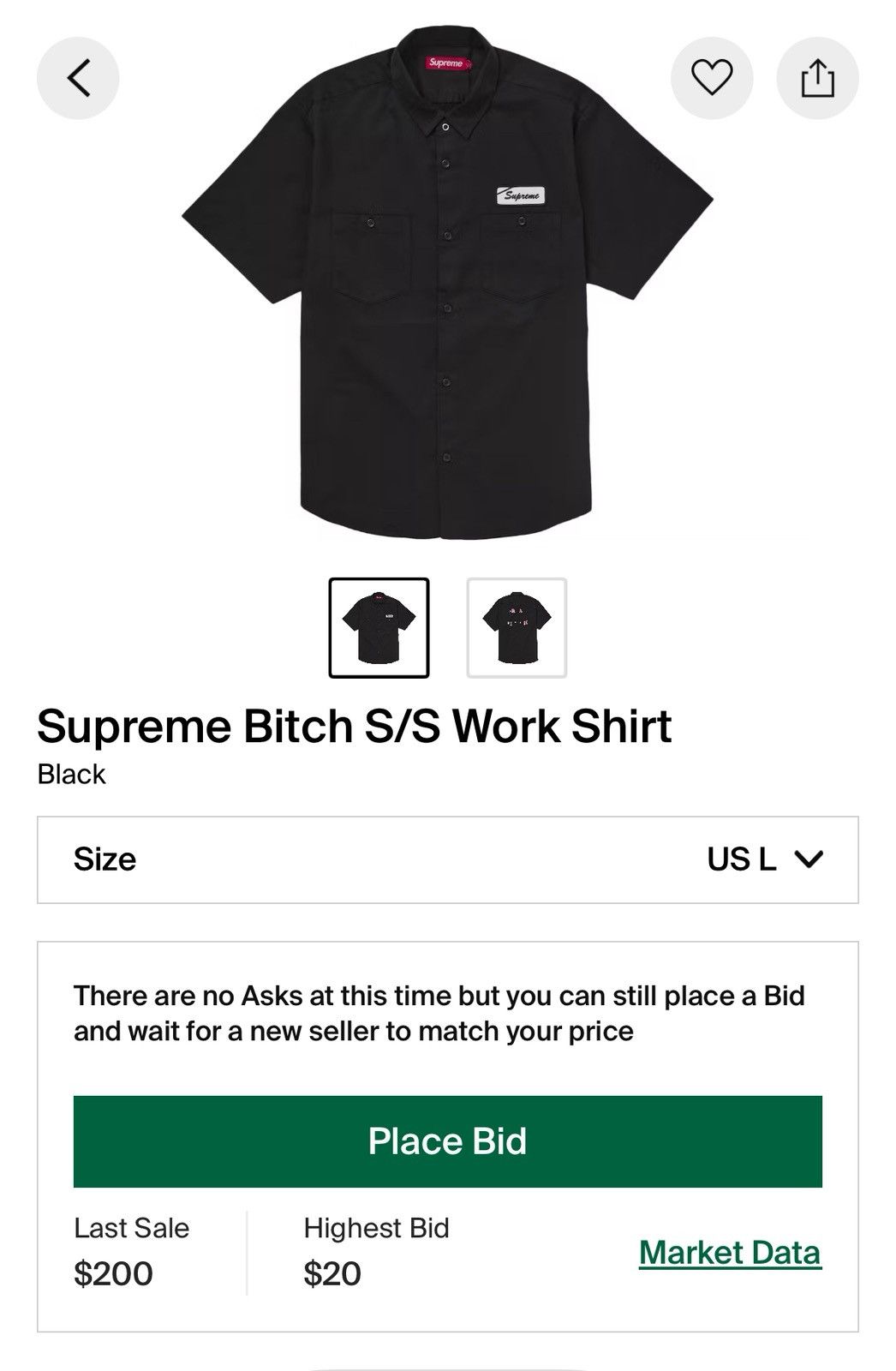 Supreme Supreme Bitch S/S Work Shirt Size US M / EU 48-50 / 2 - 1 Thumbnail
