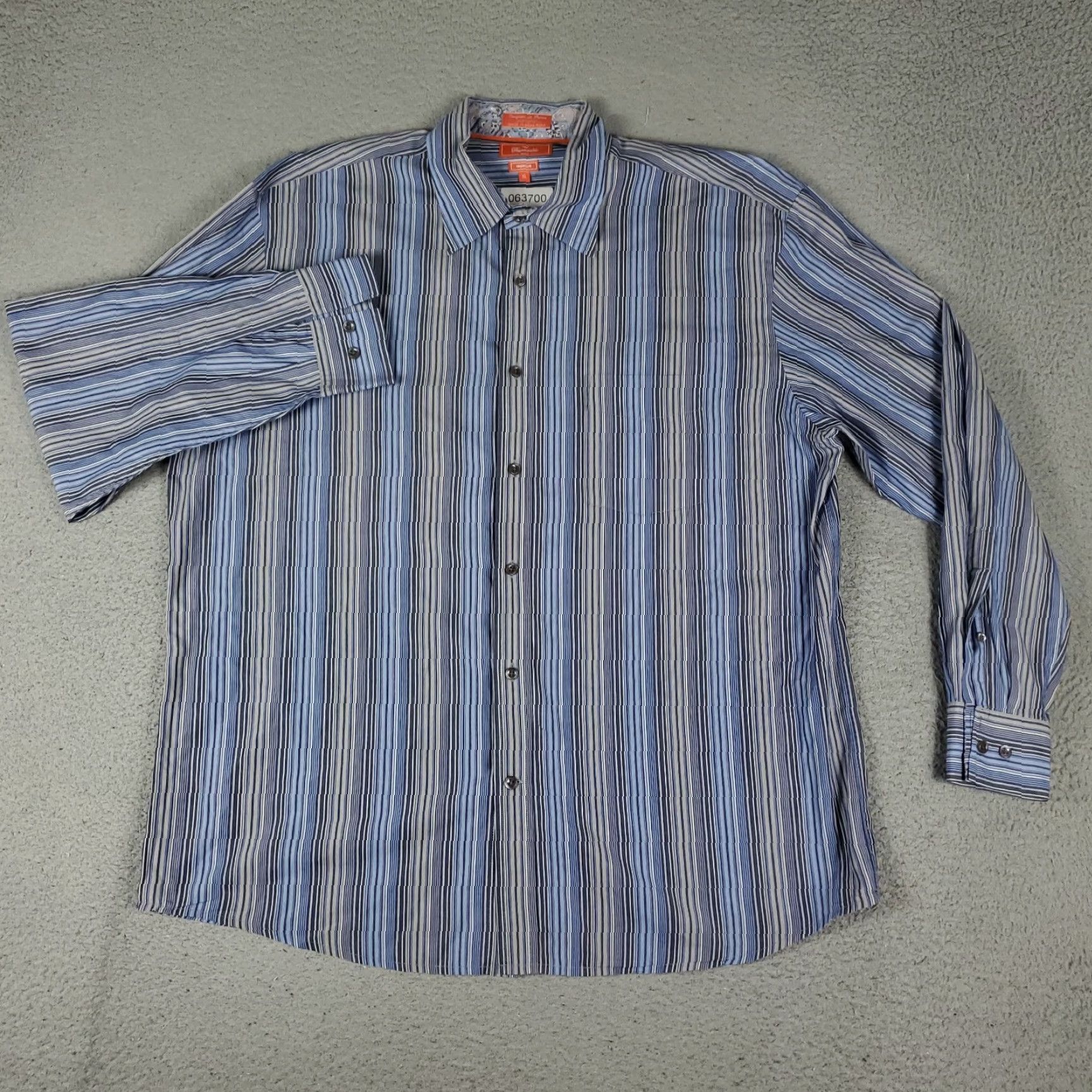 Faconnable Façonnable Shirt Mens XL Blue Striped Button-Up Long Sleeve Casual Business Comfort Regular Men’s XL Blue Striped Button-Up Shirt Size US XL / EU 56 / 4 - 2 Thumbnail