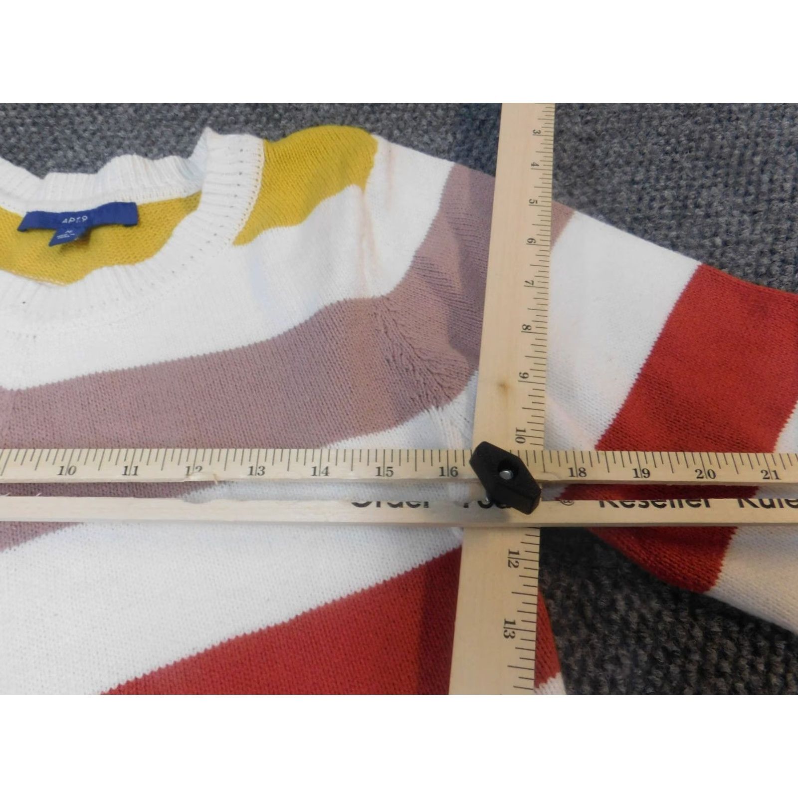 Apt. 9 Apt 9 Womens Sweater M Pullover White Striped Open-Knit Raglan Sleeve Crew Neck Stretch Button Regular Women Mens? Size M / US 6-8 / IT 42-44 - 6 Thumbnail