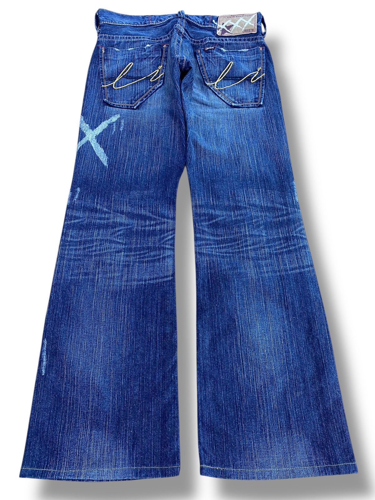 Japanese Brand Distressed Flared Jeans Heavy Whisker Wash Wide Bell Bottom Size US 30 / EU 46 - 3 Thumbnail