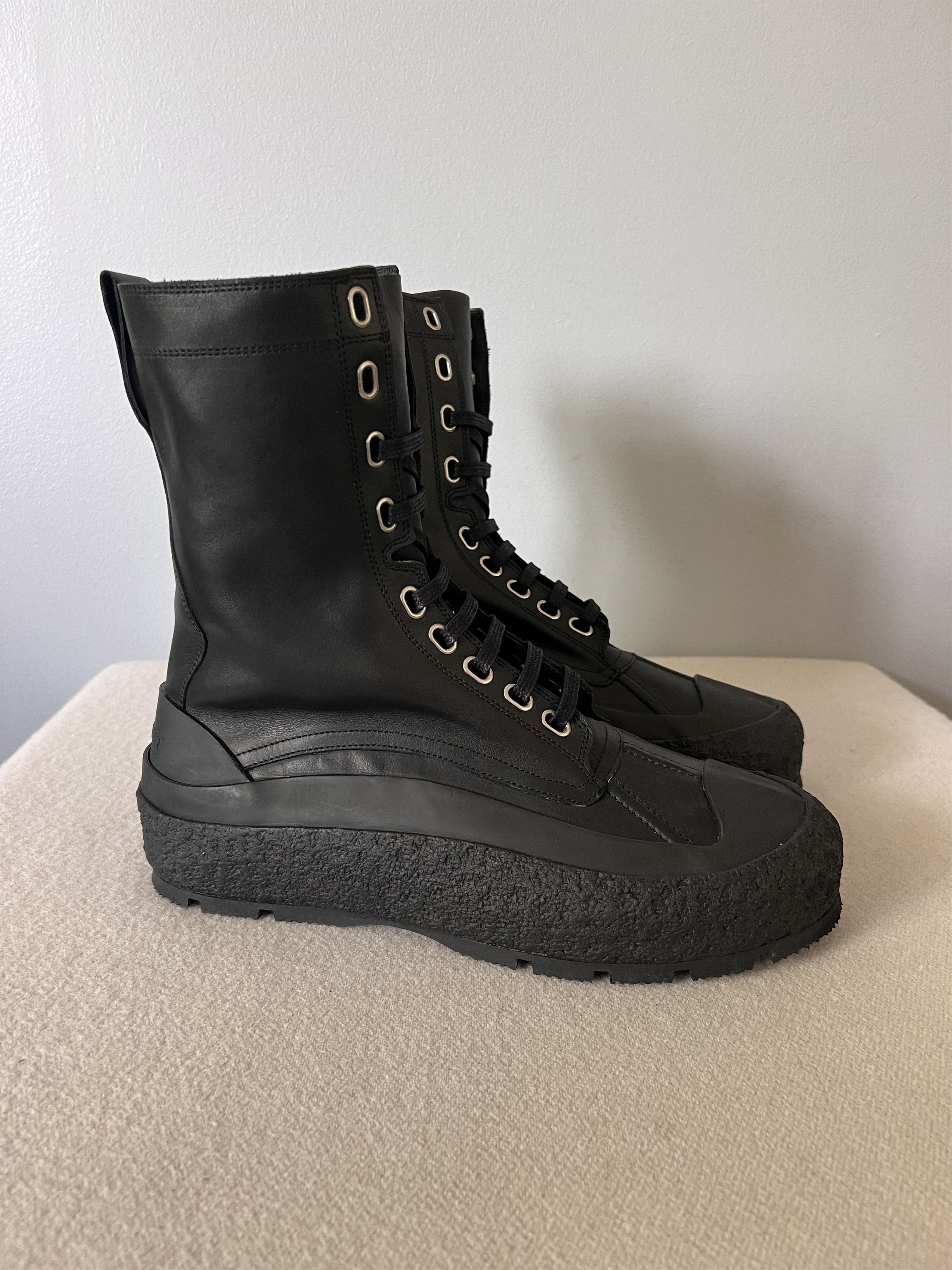 Jil Sander Jil Sander Military Boots in Black Leather Size US 8 / EU 41 - 1 Thumbnail