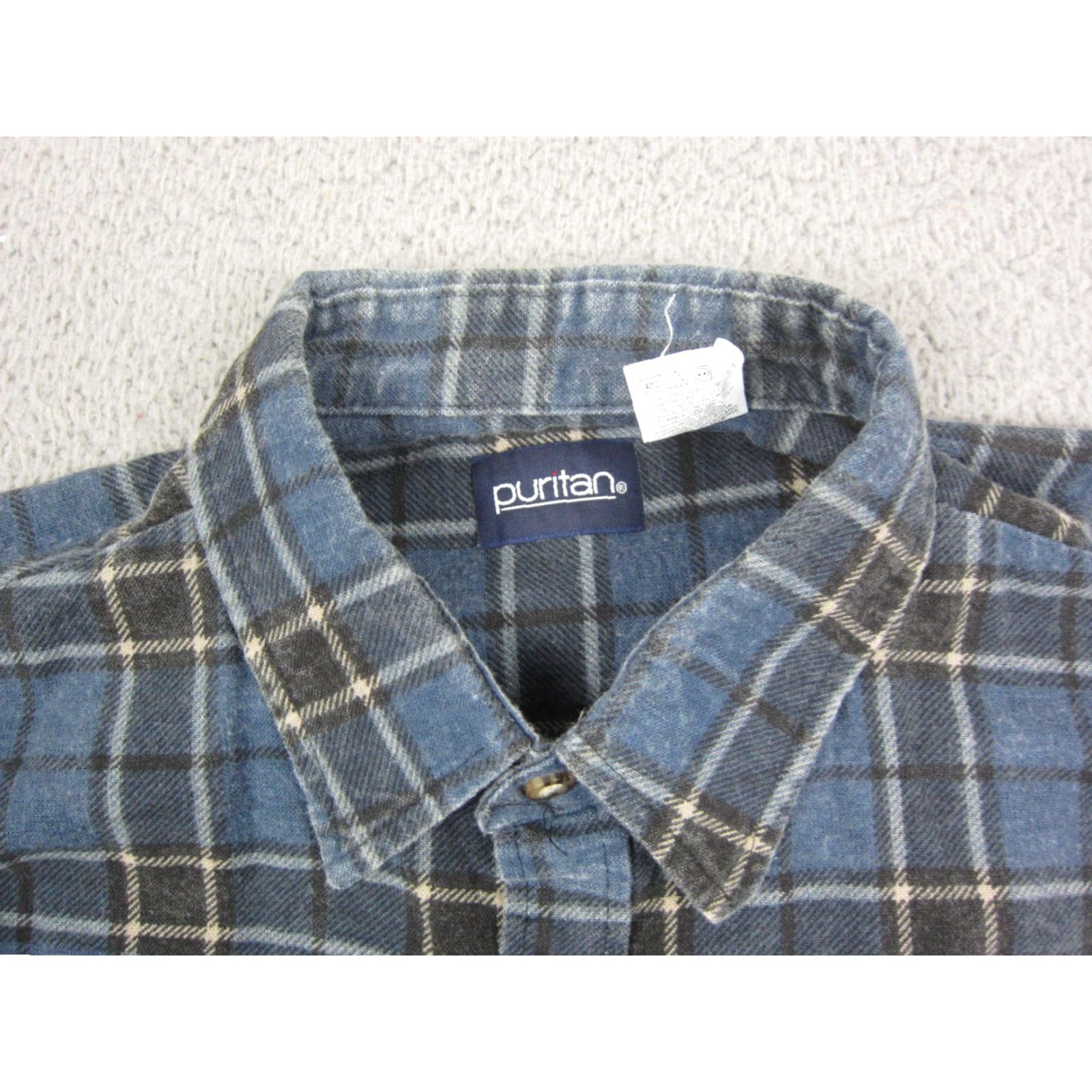 Vintage VINTAGE Puritan Shirt Mens XLT Blue Plaid Flannel Made in USA Button-Up Shirt Mens Big & Tall 90s Retro Casual Cotton Size US XL / EU 56 / 4 - 5 Thumbnail
