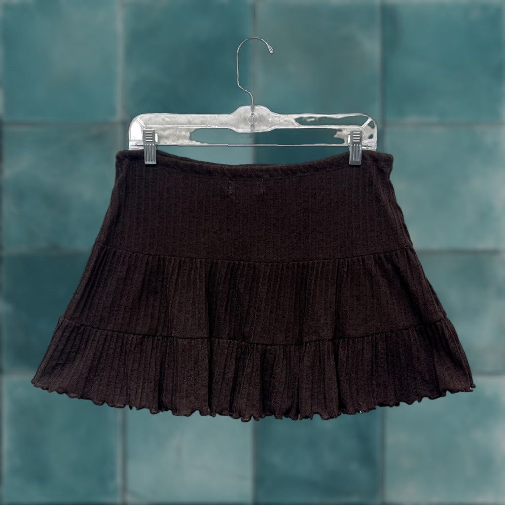 Vintage VINTAGE Y2K Mini Skirt Brown Pleated Coquette Boho Fairy Whimsigoth L Womens Size 36" / US 14 / IT 50 - 1 Thumbnail