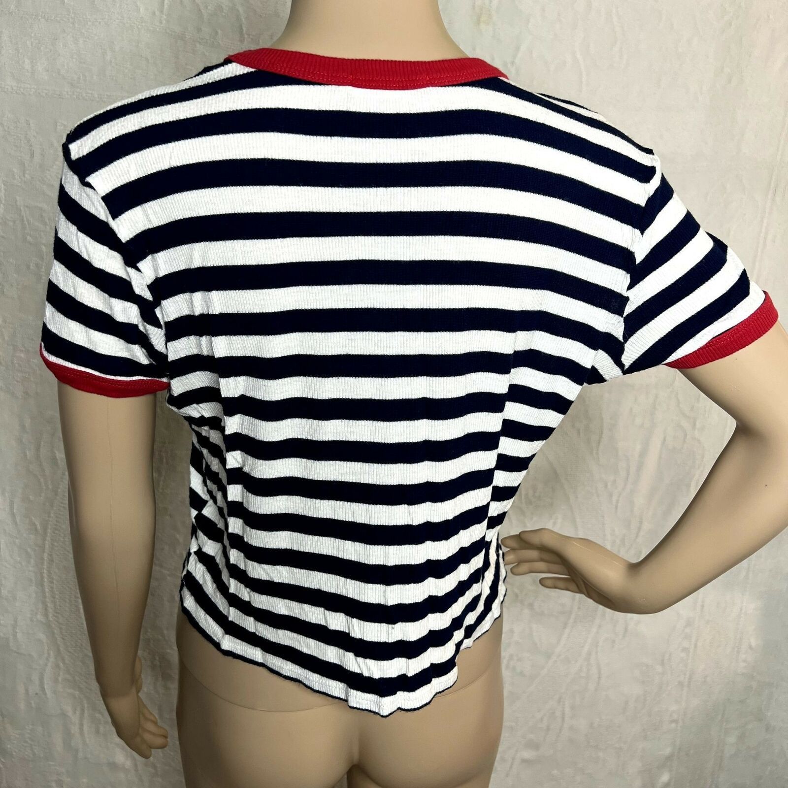 Tres Bien Tres Bien Striped Short Sleeve Crop Tee Size L / US 10 / IT 46 - 3 Thumbnail