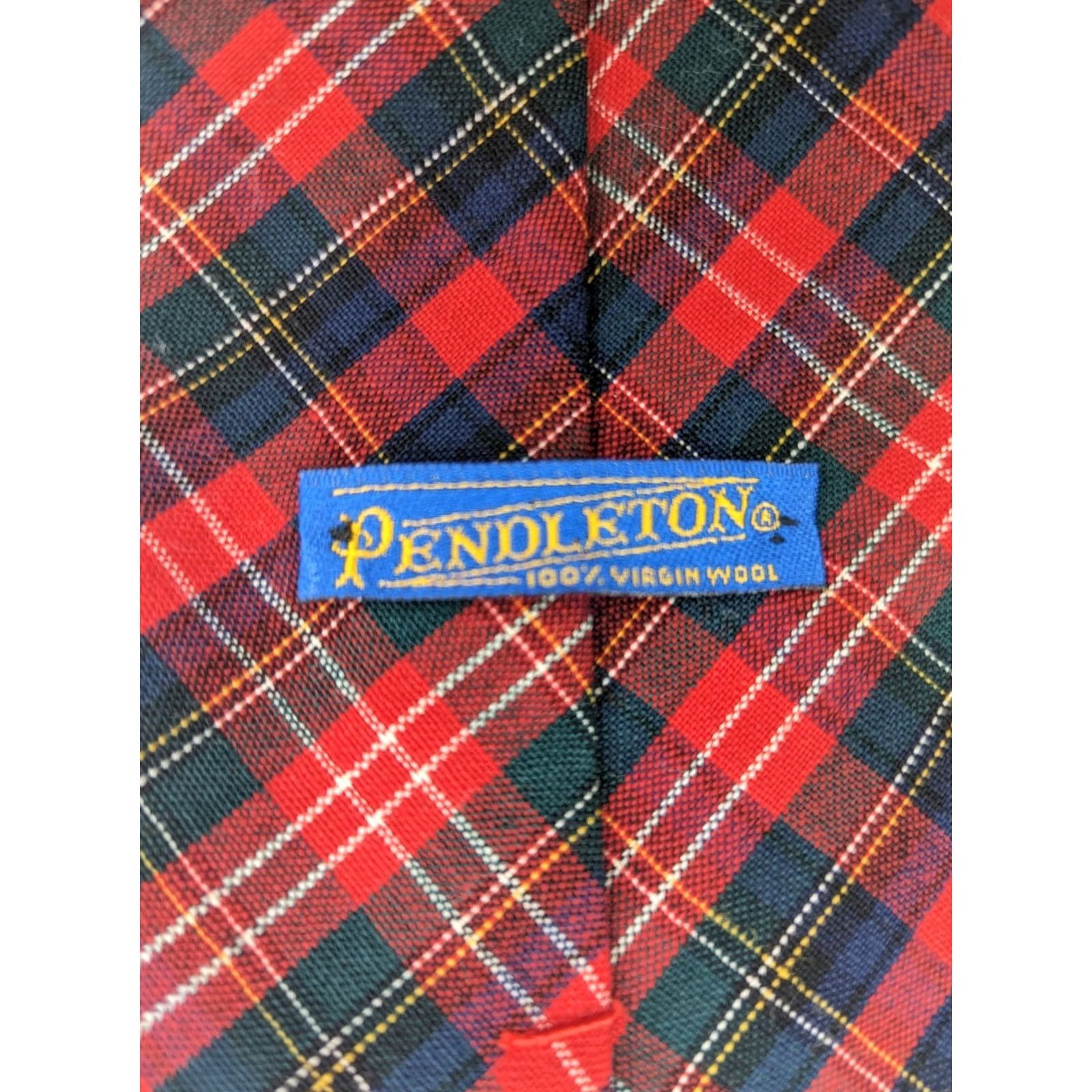 Pendleton VINTAGE Pendleton Mens Tie Plaid Virgin Wool 55" x 3.75" USA Made Necktie Classic Wool Tie Navy Red Green White Pattern: Plaids & Checks Mens Tie Size ONE SIZE - 7 Thumbnail