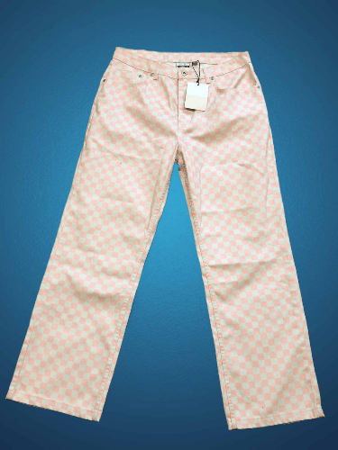 The Ragged Priest The Ragged Priest FASHION Pink and Cream Checkered Jeans Size 34" / US 12 / IT 48 - 1 Thumbnail