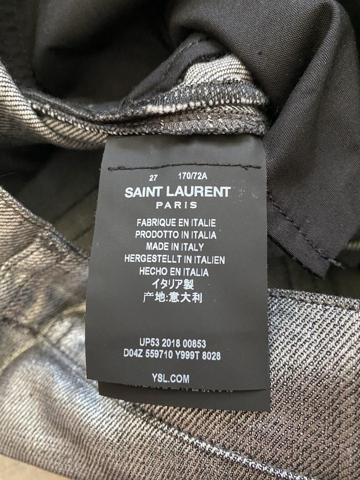 Saint Laurent Paris SLP - SS19 Silver Coat Jeans Size US 28 / EU 44 - 10 Thumbnail