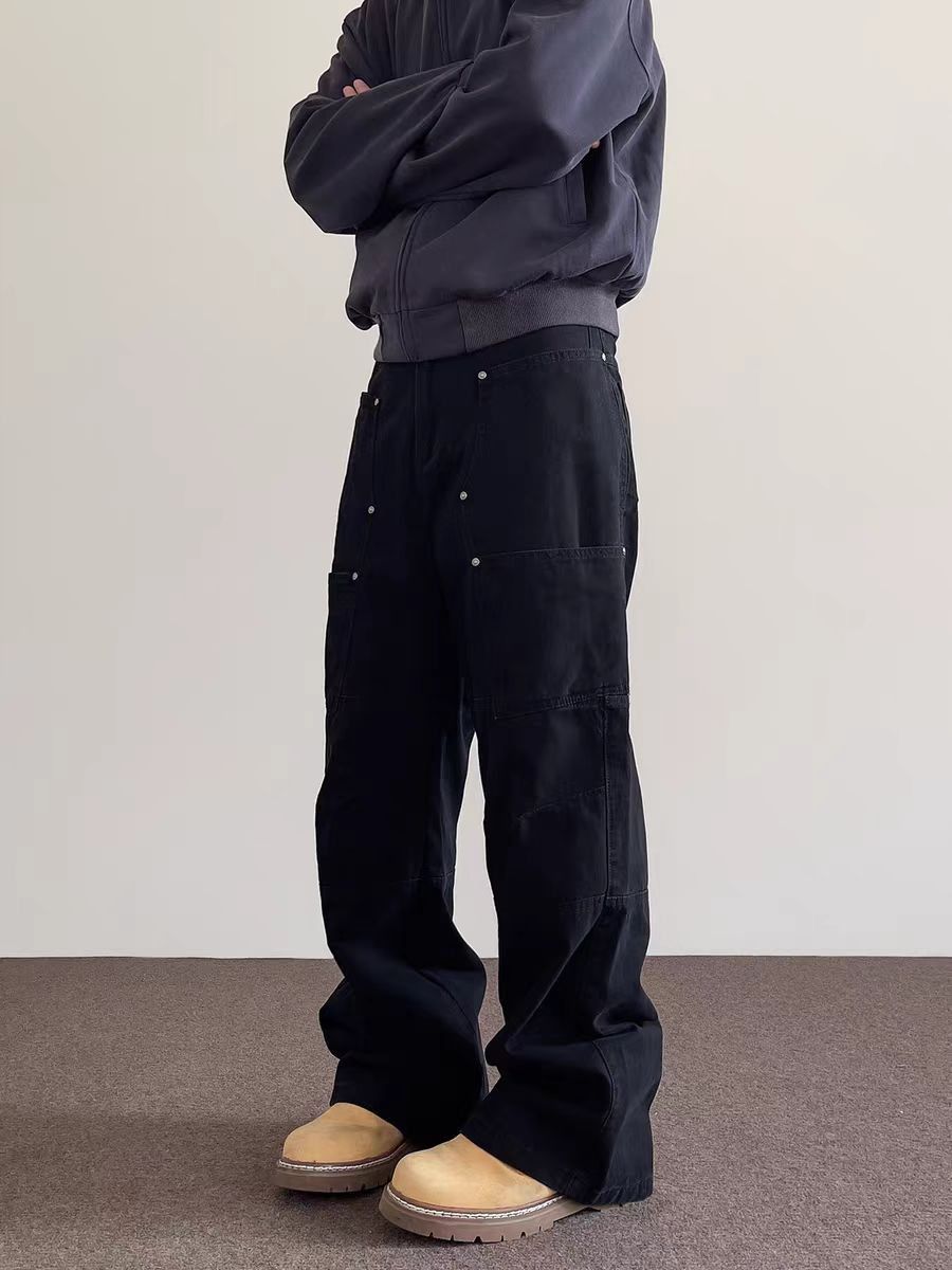 Jean Black Riveted Wide-Leg Jeans Size US 30 / EU 46 - 2 Thumbnail