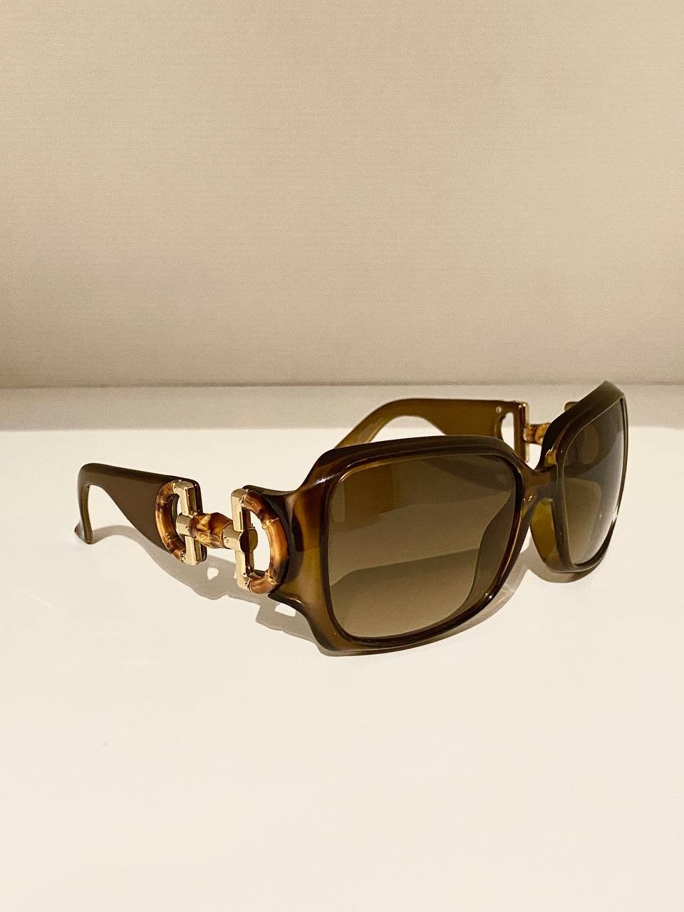 Gucci Gucci Horsebit GG Logo Bamboo Oversized Sunglasses Vintage Size ONE SIZE - 3 Thumbnail