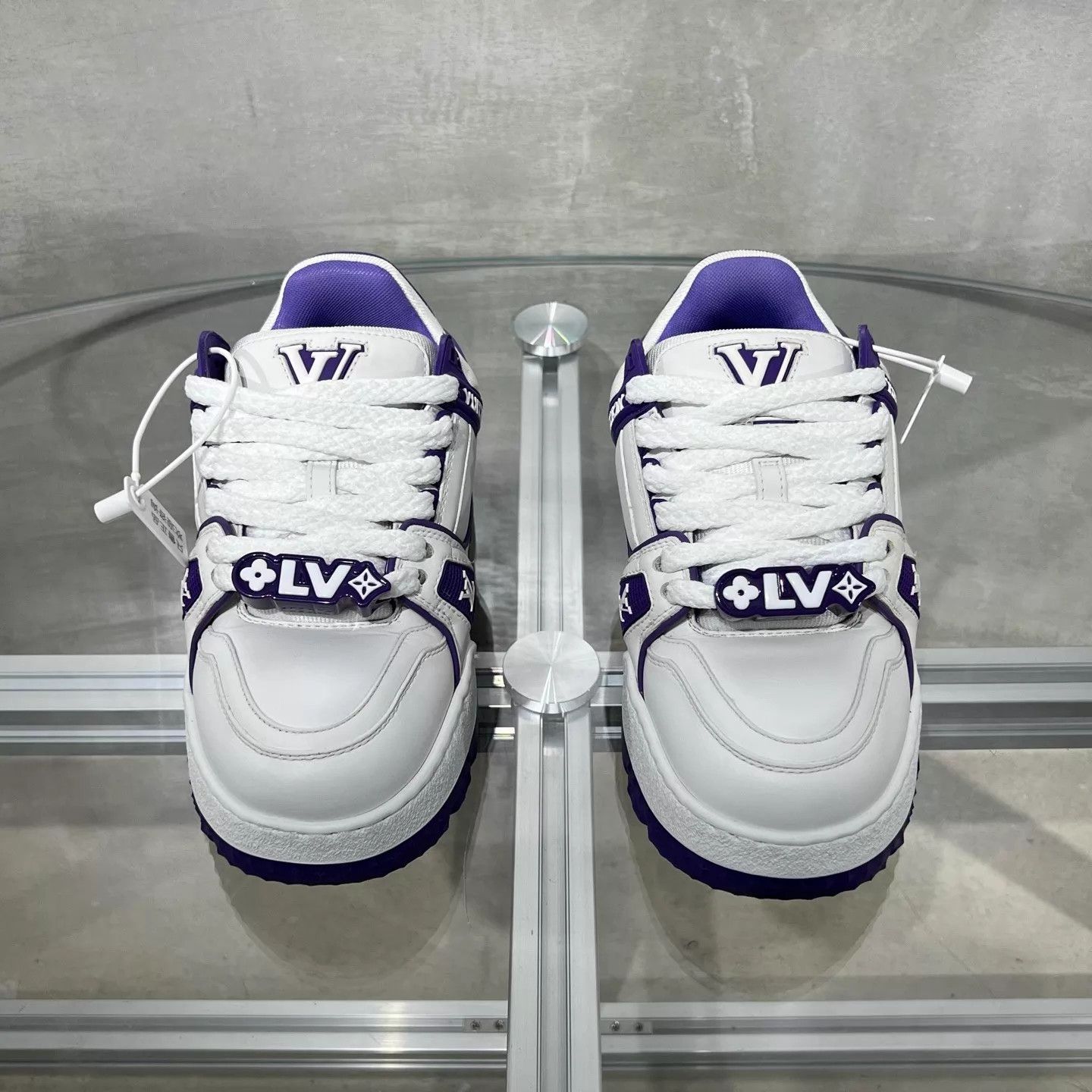 Louis Vuitton LV Trainer White Purple UK1 / 35 Size US 4.5 / IT 34.5 - 1 Thumbnail