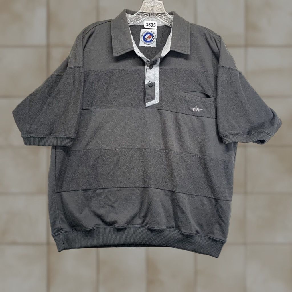 Vintage VINTAGE Greenline International Embroidered Airplane Logo Polo Shirt Gray Cotton Mens Large Size US L / EU 52-54 / 3 - 1 Thumbnail