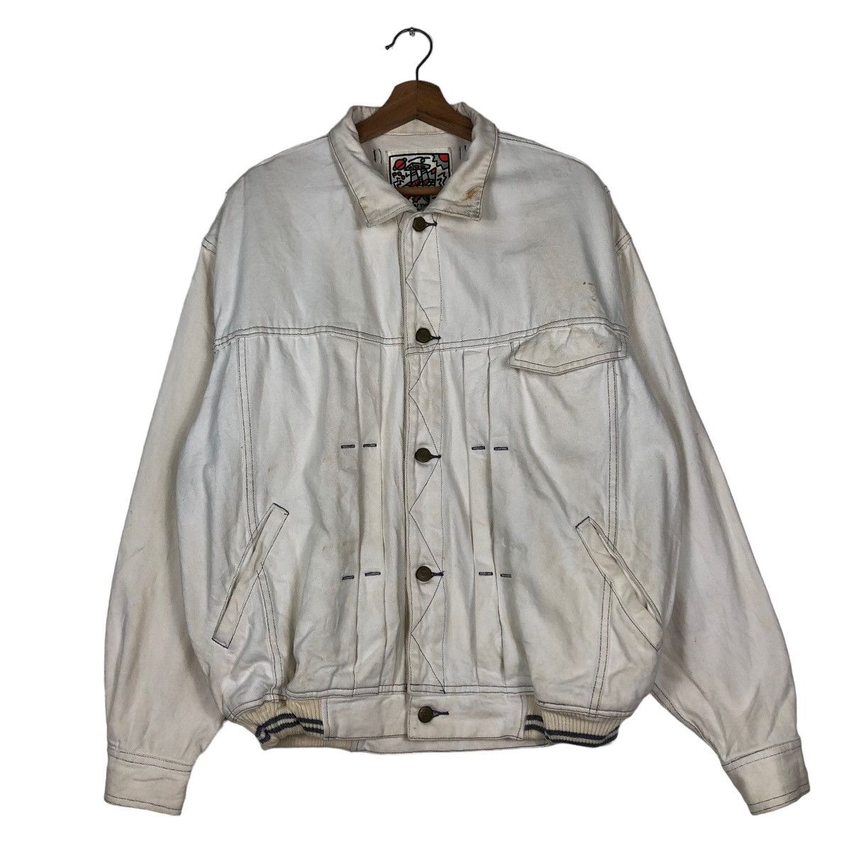 Japanese Brand 🔥Vintage Denim Bomber Jacket Big Logo Japan Issey Miyake Size US M / EU 48-50 / 2 - 1 Thumbnail