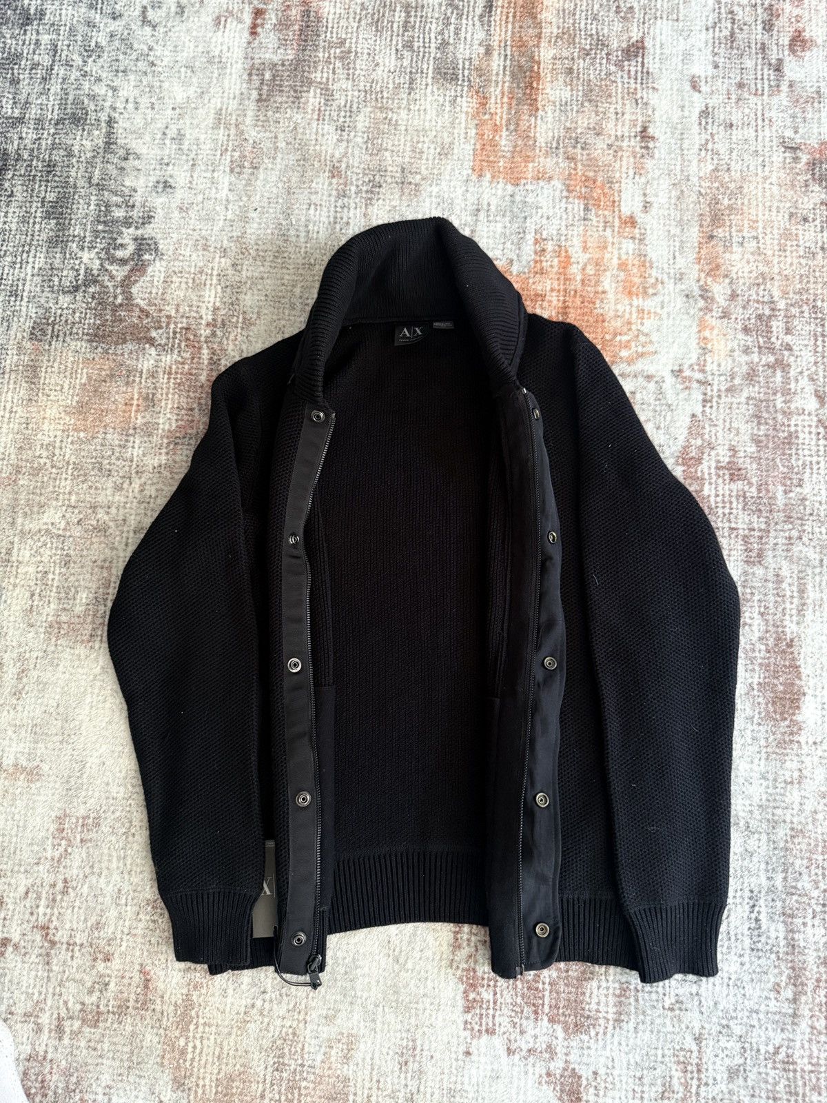 Armani × Armani Exchange Armani Exchange Black Knitted Button Up Bomber Jacket Mem Size US M / EU 48-50 / 2 - 3 Thumbnail
