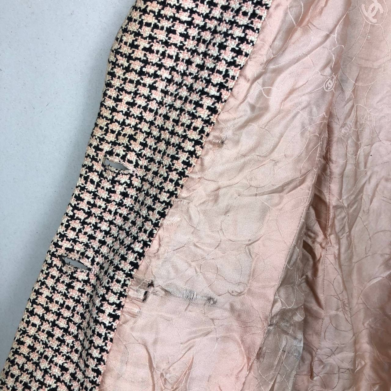 Chanel CHANEL Vintage 90s Pink Black Tweed Blazer FR36 Luxury Size XS / US 0-2 / IT 36-38 - 17 Thumbnail