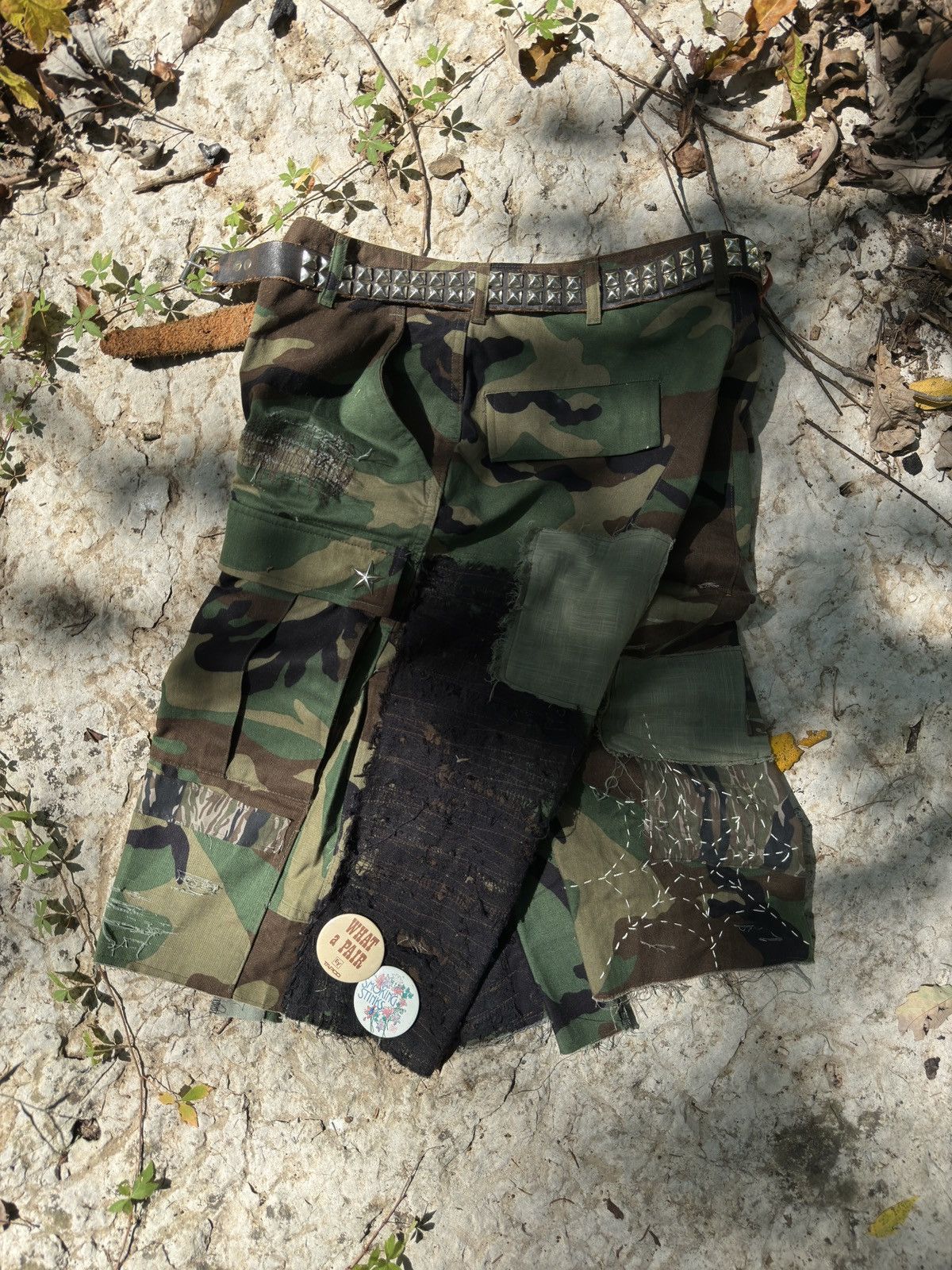Other Reworked Military Shorts - Boro/Sashiko Detail Size US 32 / EU 48 - 2 Thumbnail