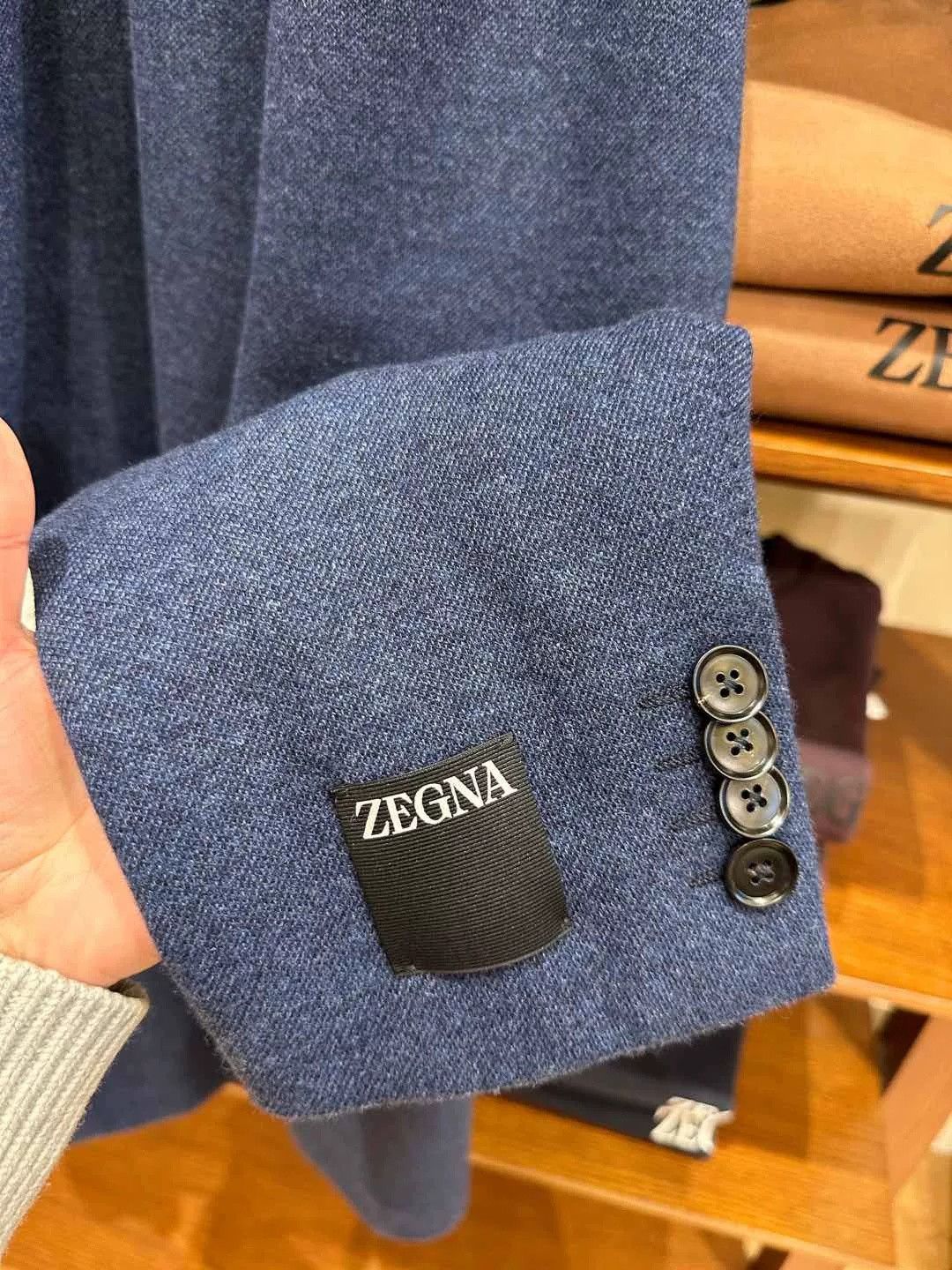Ermenegildo Zegna Zegna Men’s Blue Wool Coat Size US L / EU 52-54 / 3 - 3 Thumbnail